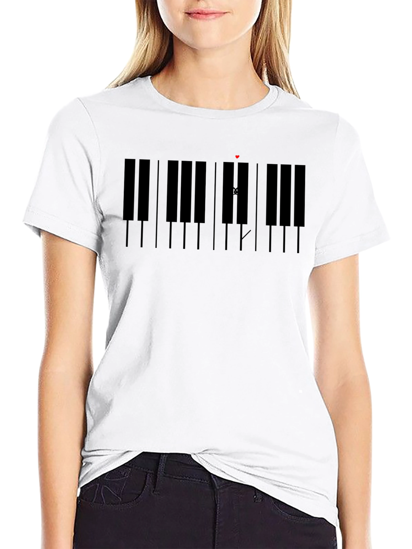 Piano Keys Music Notes Graphic Mens T-Shirt