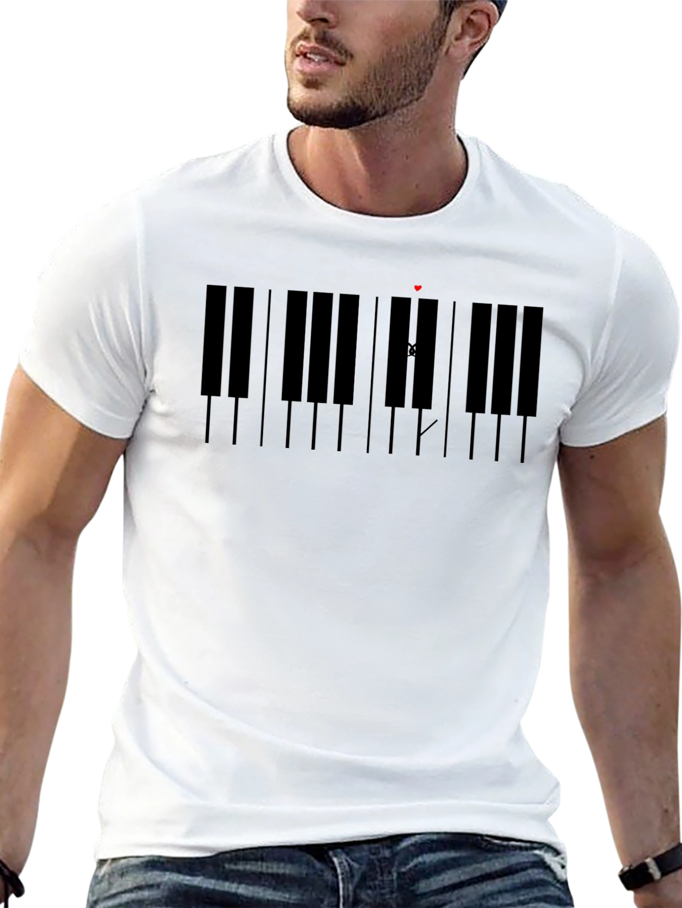 Piano Keys Music Notes Graphic Mens T-Shirt