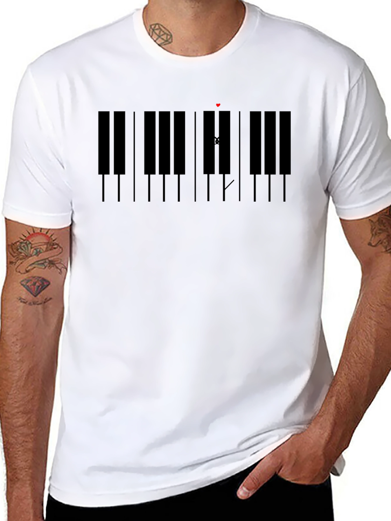 Piano Keys Music Notes Graphic Mens T-Shirt