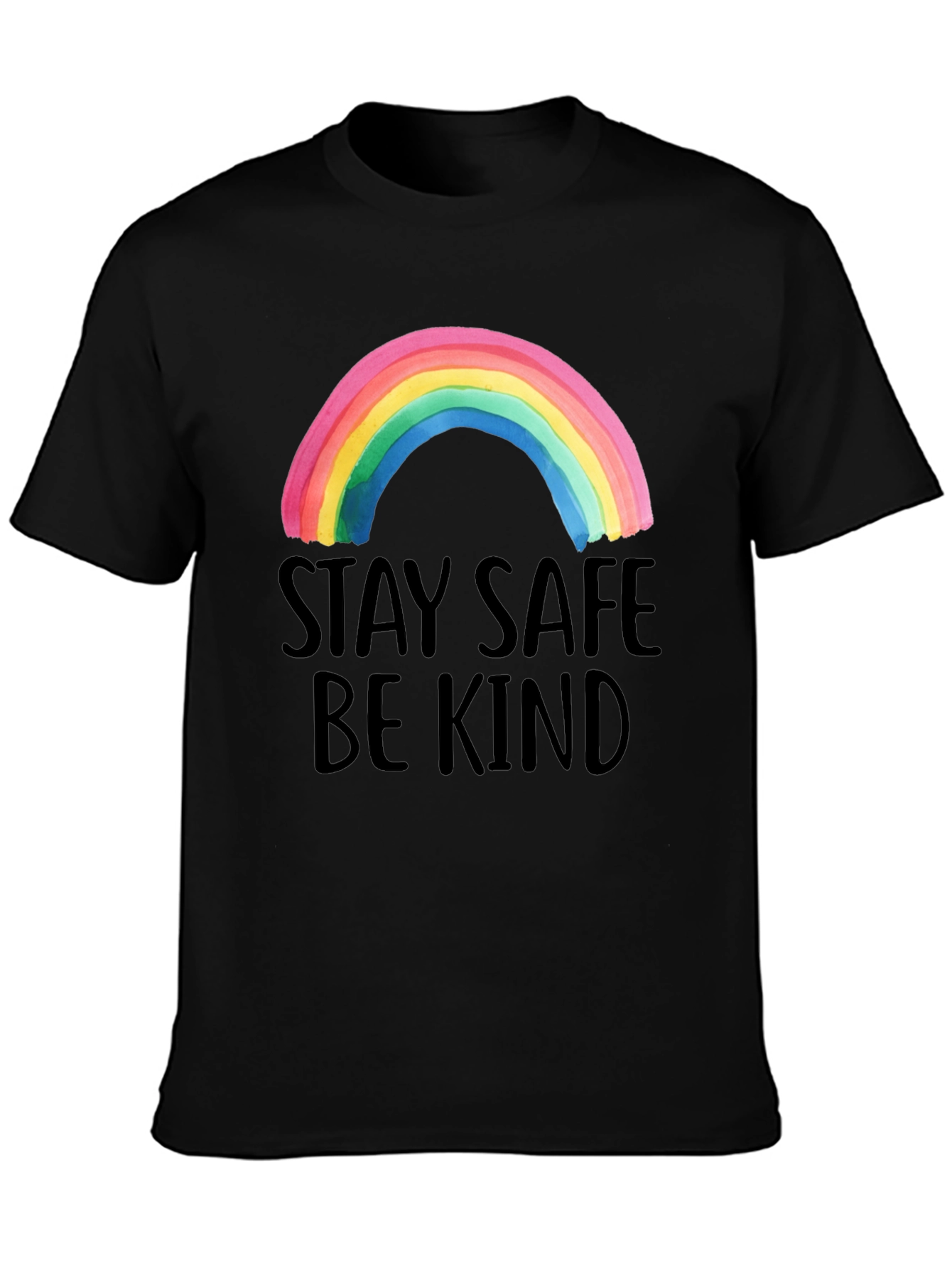 Stay Safe Be Kind Rainbow Graphic Tee