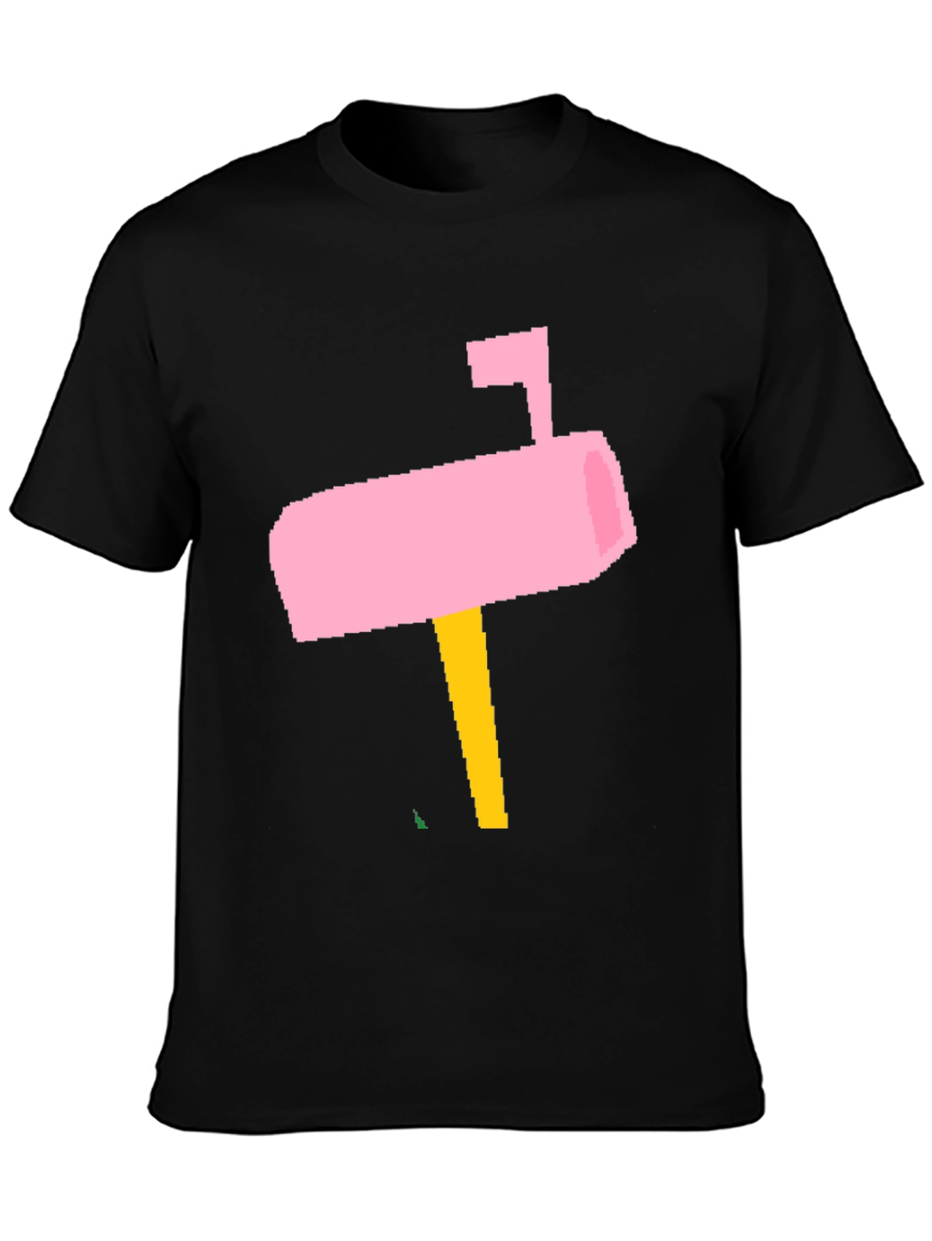 Pink Pixel Mailbox Black T-Shirt