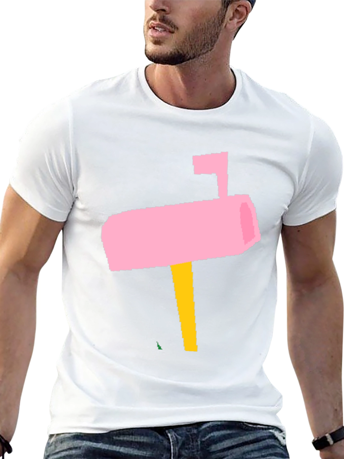 Pink Pixel Mailbox Black T-Shirt