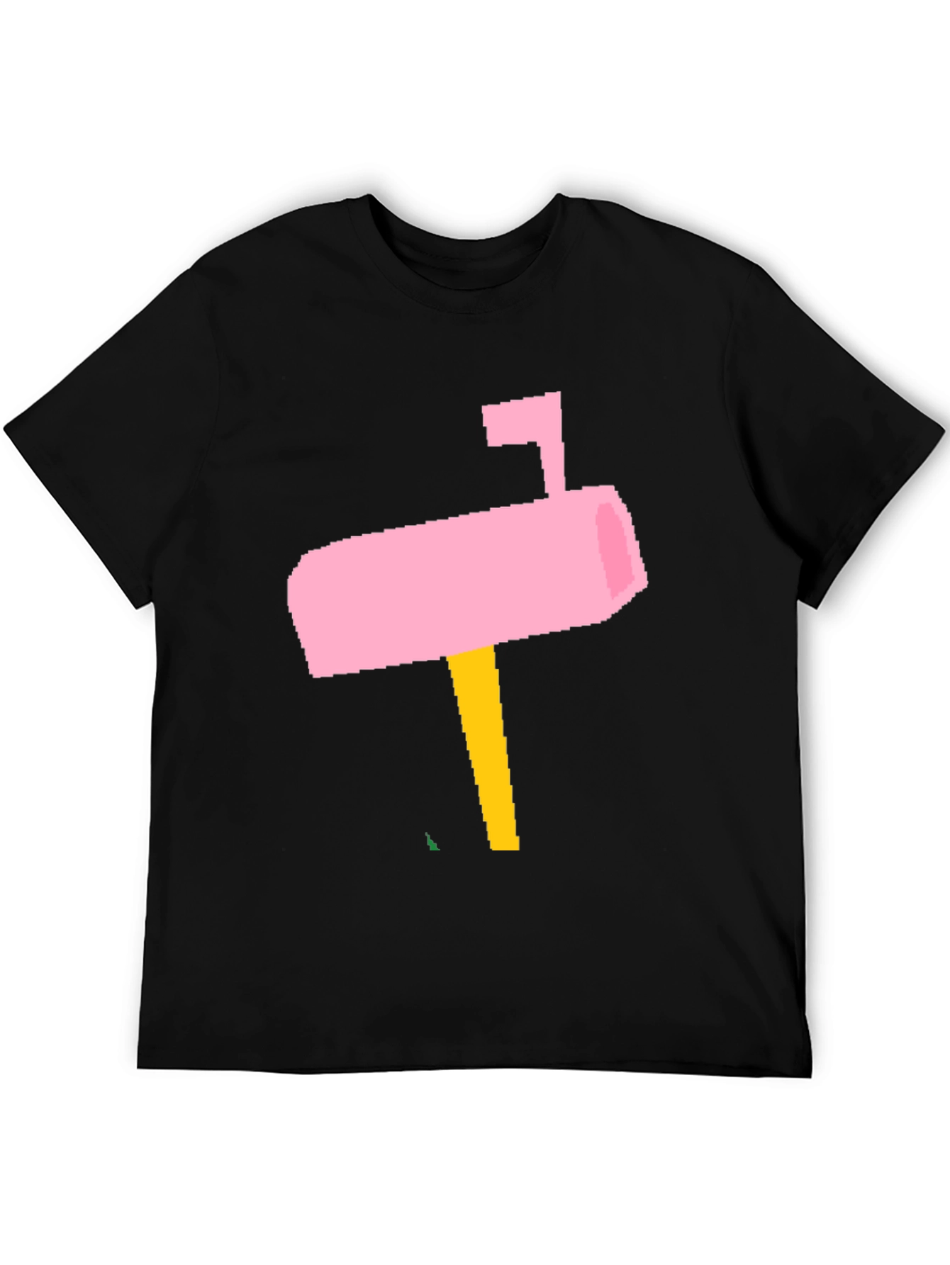 Pink Pixel Mailbox Black T-Shirt