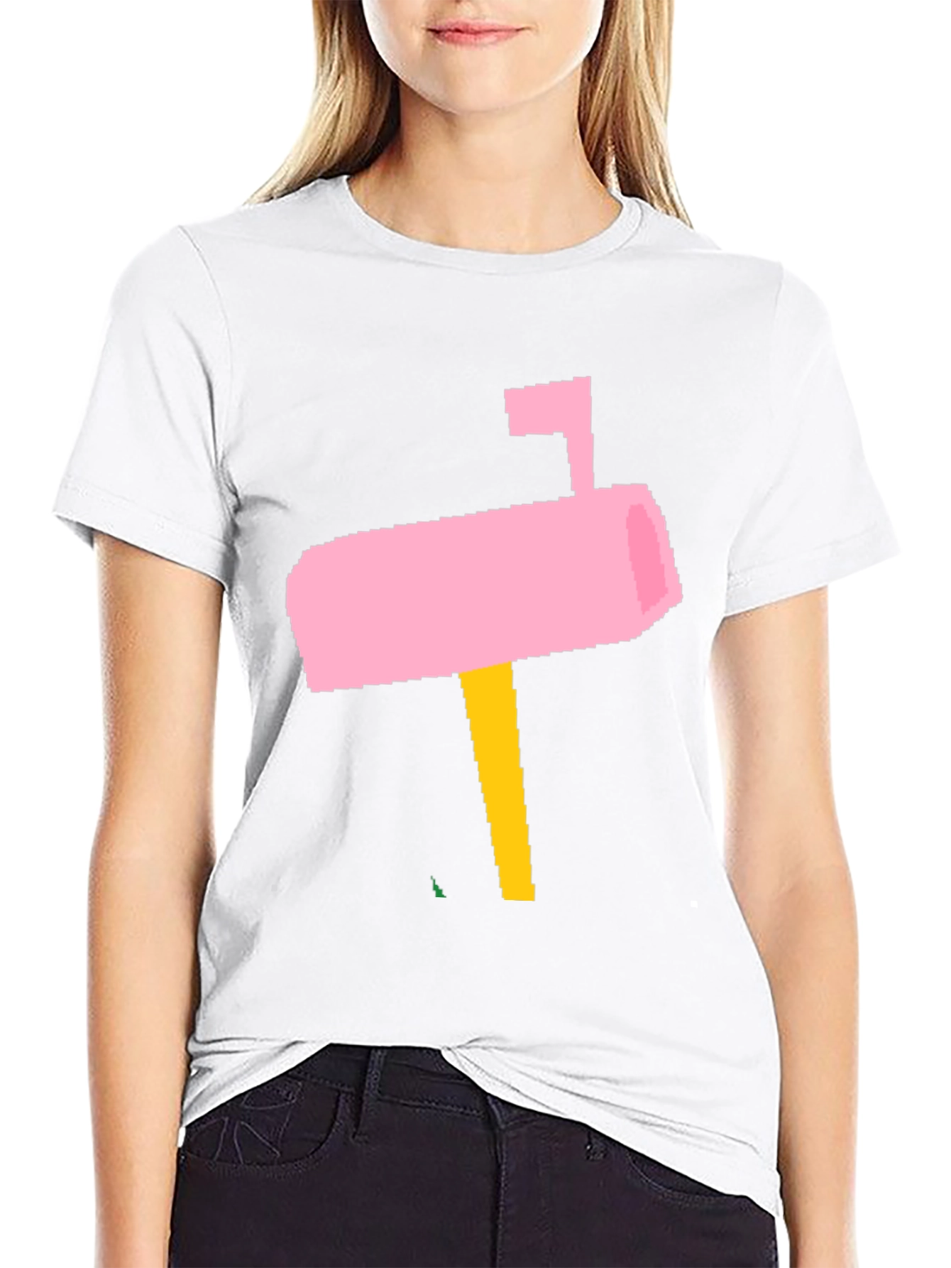 Pink Pixel Mailbox Black T-Shirt
