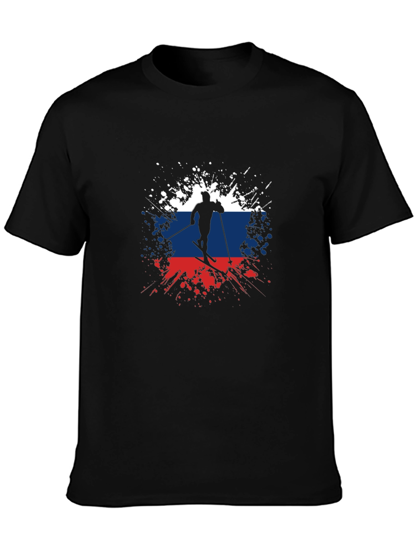 Russian Flag Skier Graphic T-Shirt