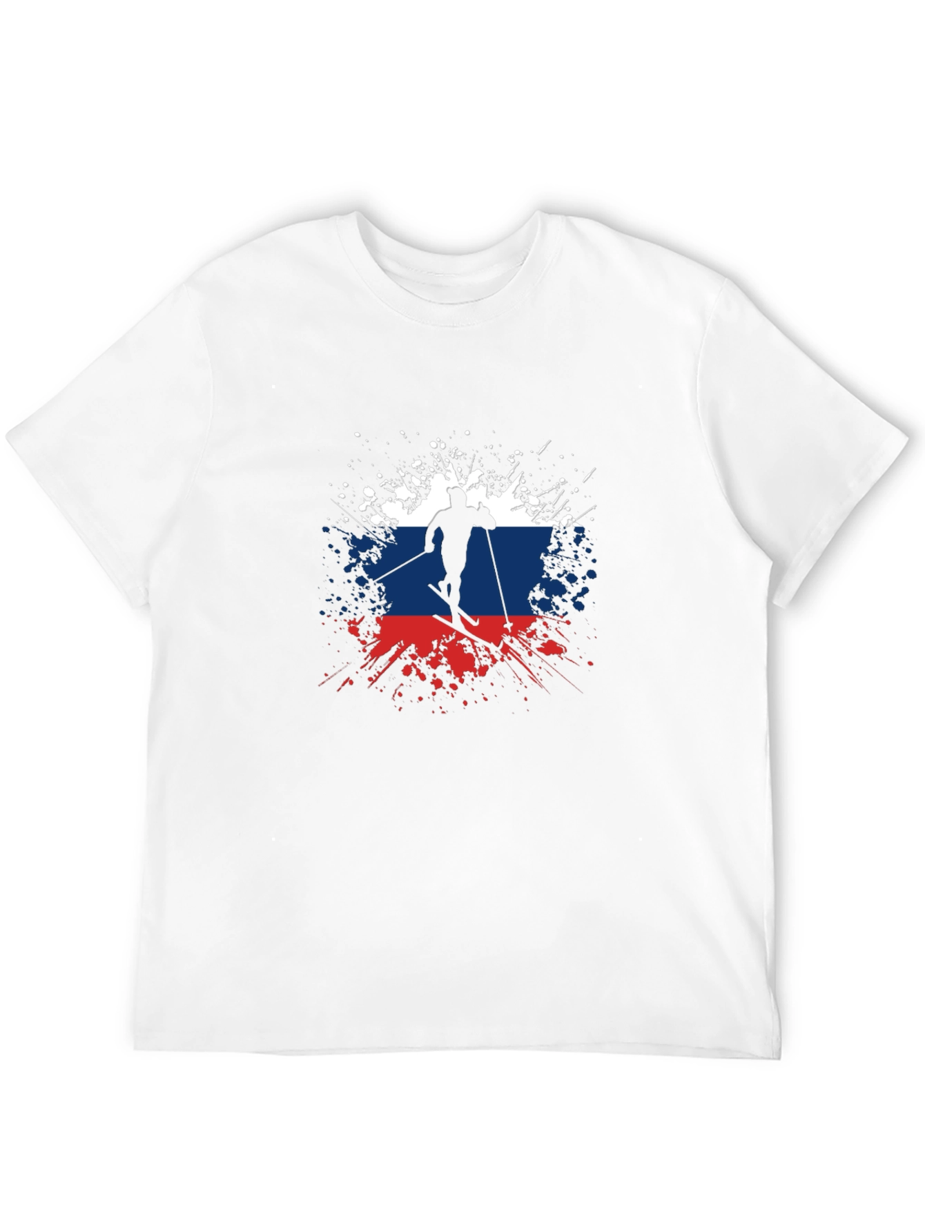 Russian Flag Skier Graphic T-Shirt