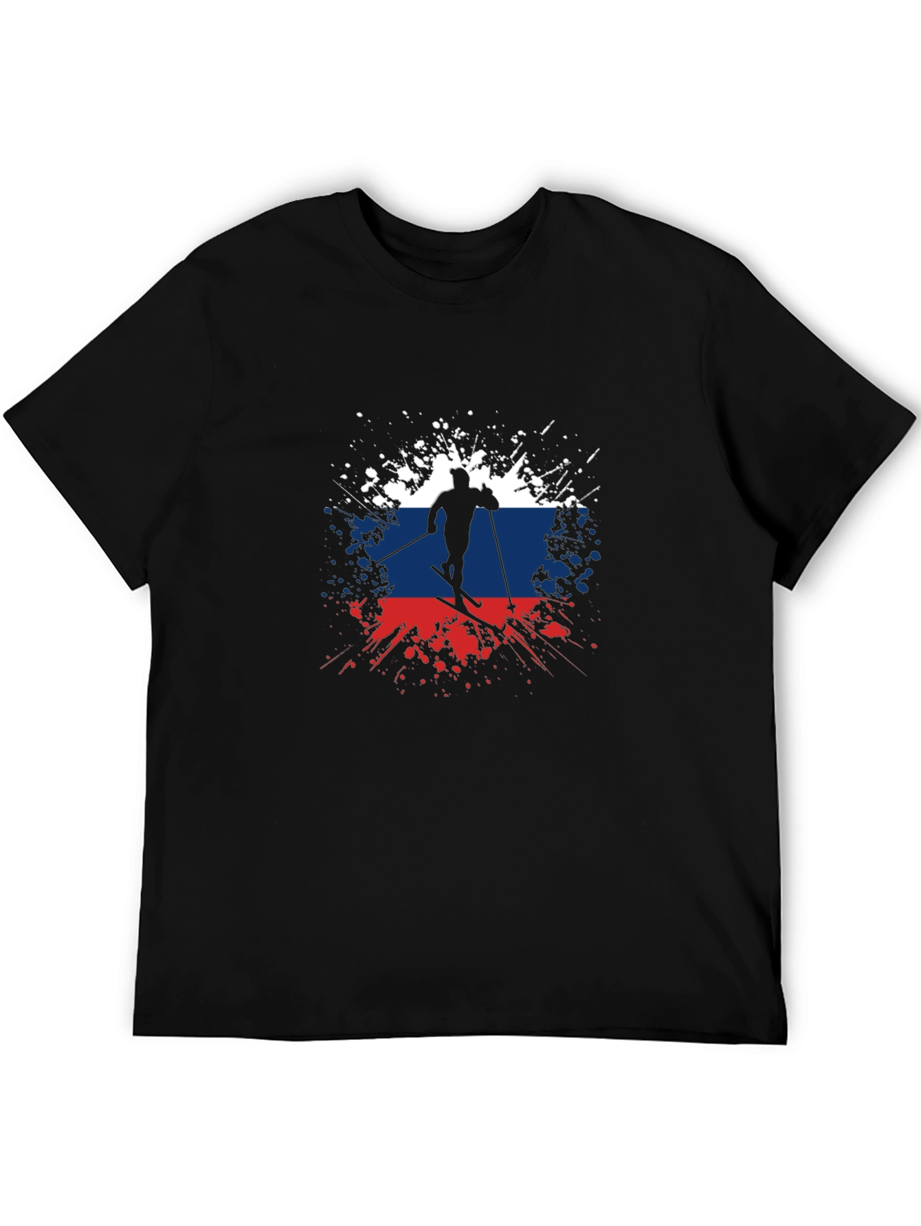 Russian Flag Skier Graphic T-Shirt