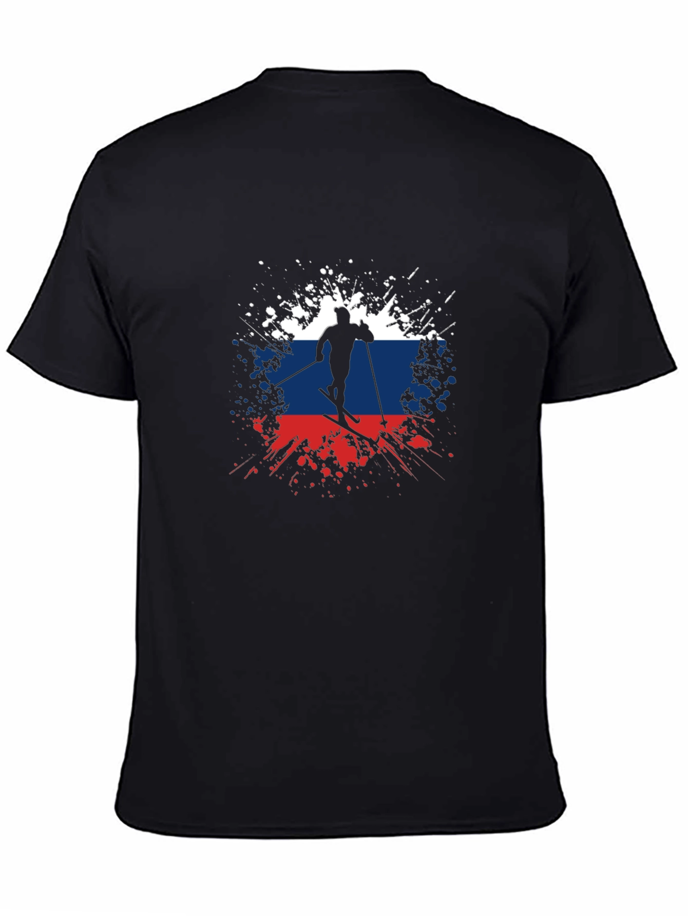 Russian Flag Skier Graphic T-Shirt