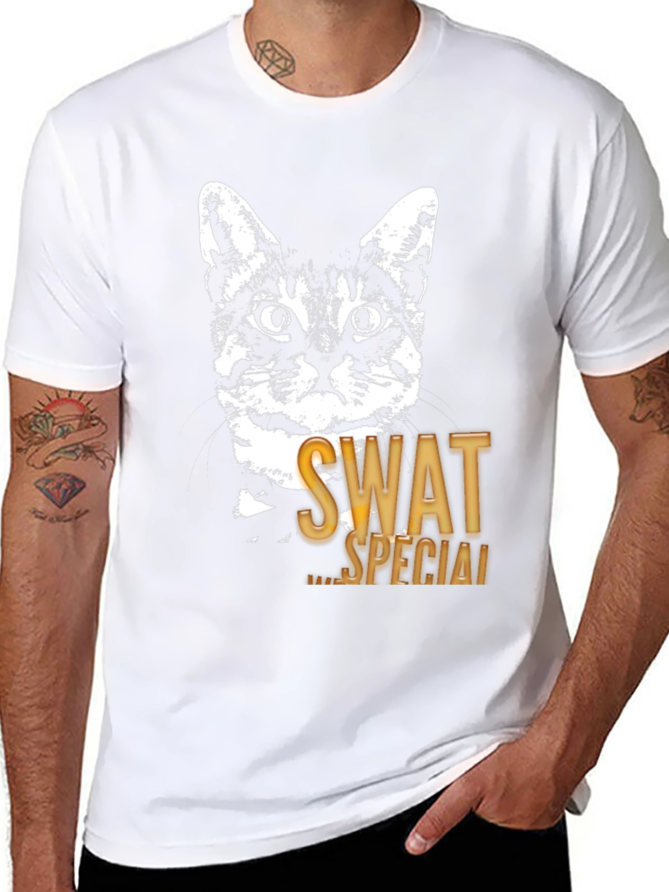 SWAT Cat Graphic T-Shirt - Special Ops Feline Tee