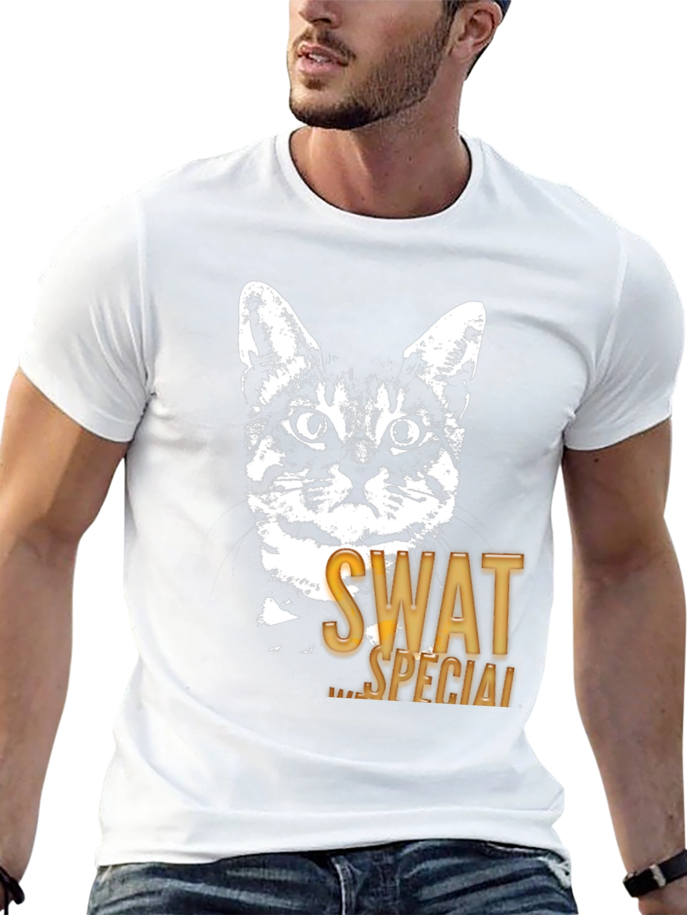 SWAT Cat Graphic T-Shirt - Special Ops Feline Tee