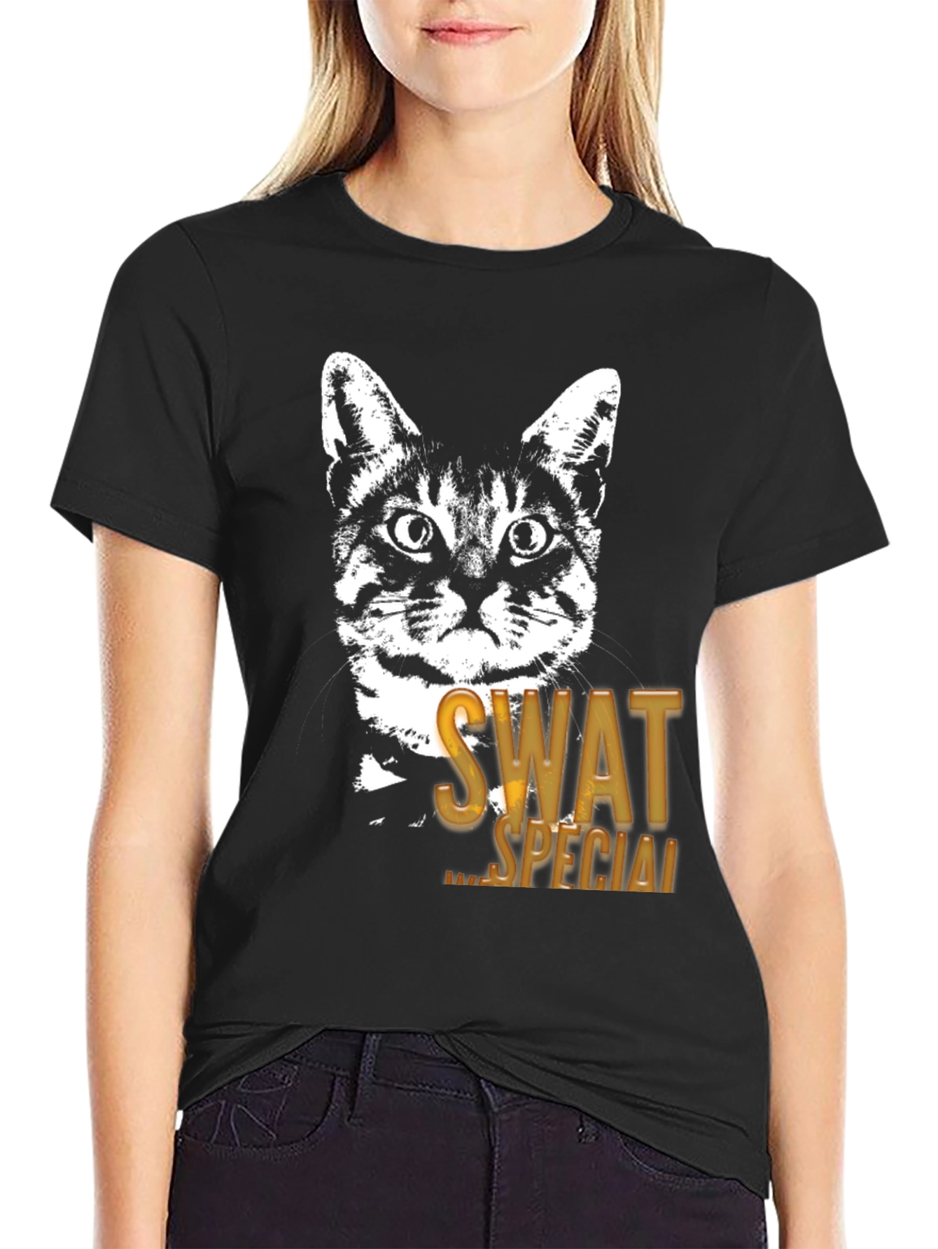 SWAT Cat Graphic T-Shirt - Special Ops Feline Tee