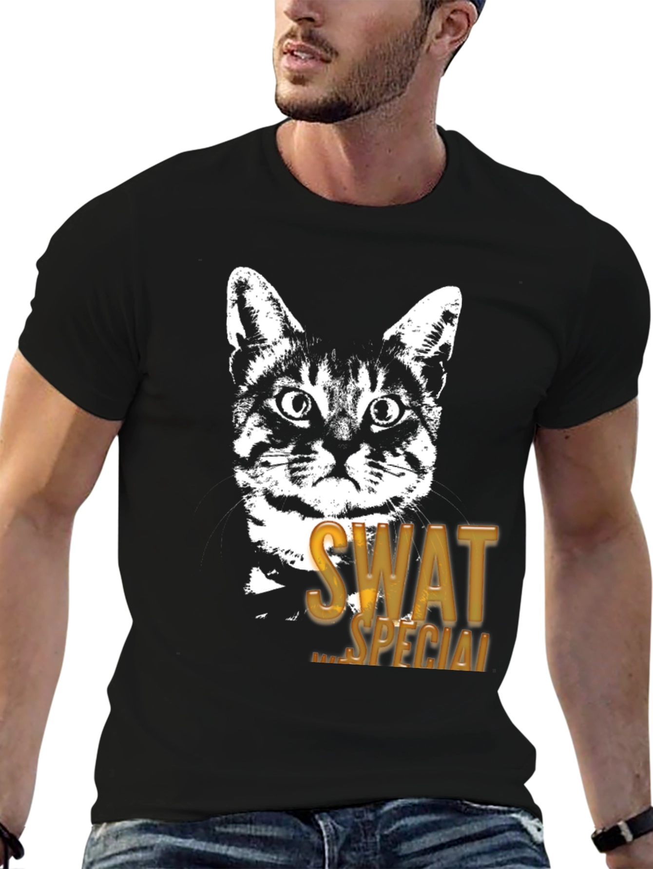 SWAT Cat Graphic T-Shirt - Special Ops Feline Tee