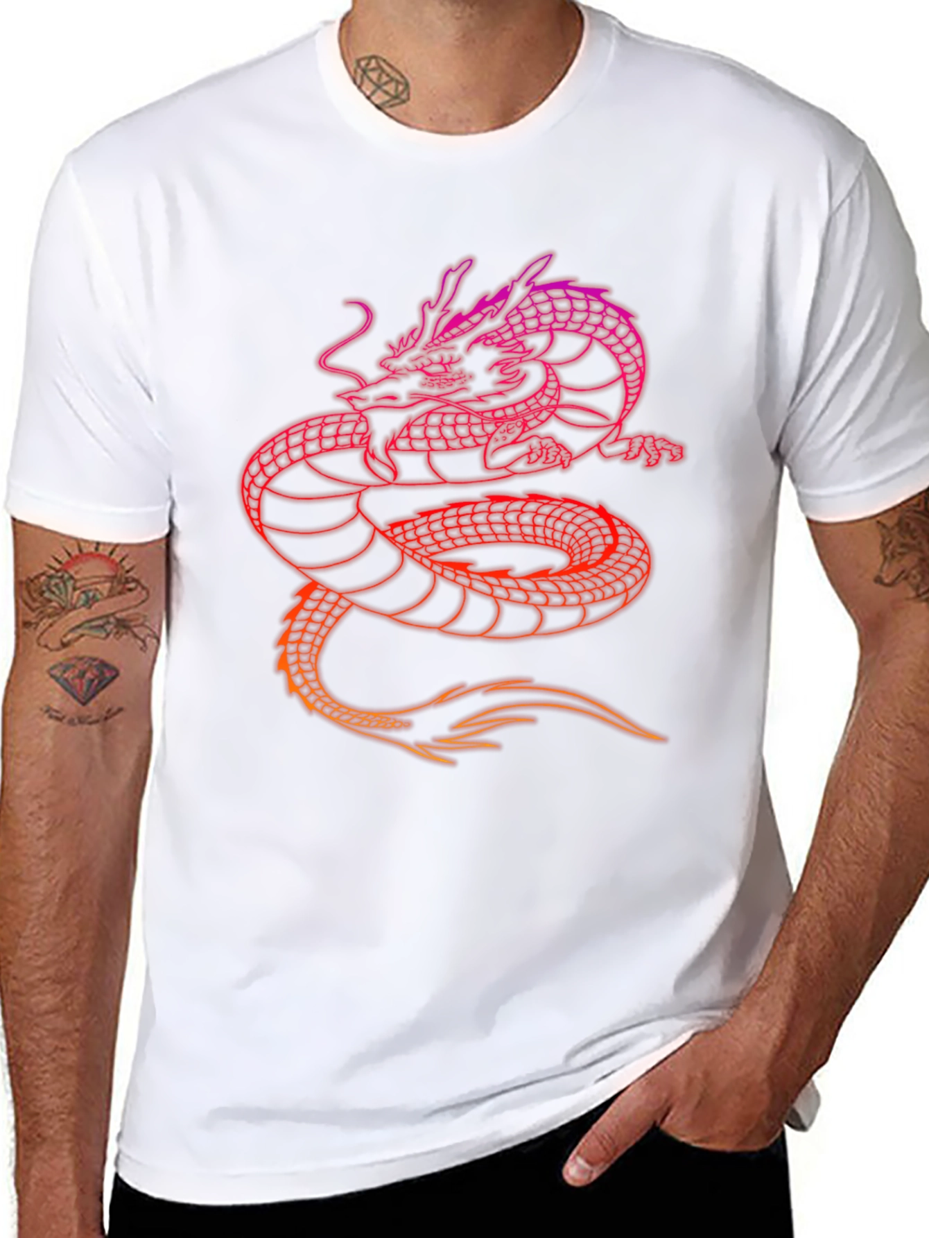 Dragon Graphic Print Tee - Black