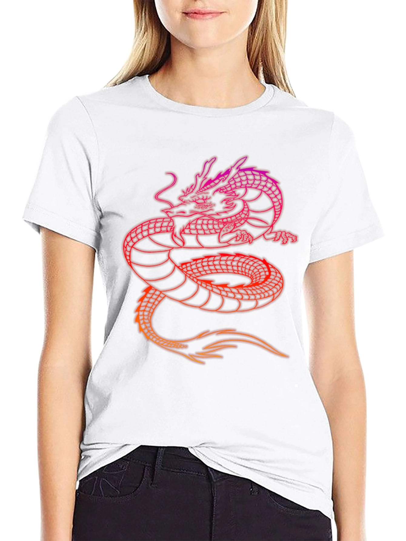Dragon Graphic Print Tee - Black