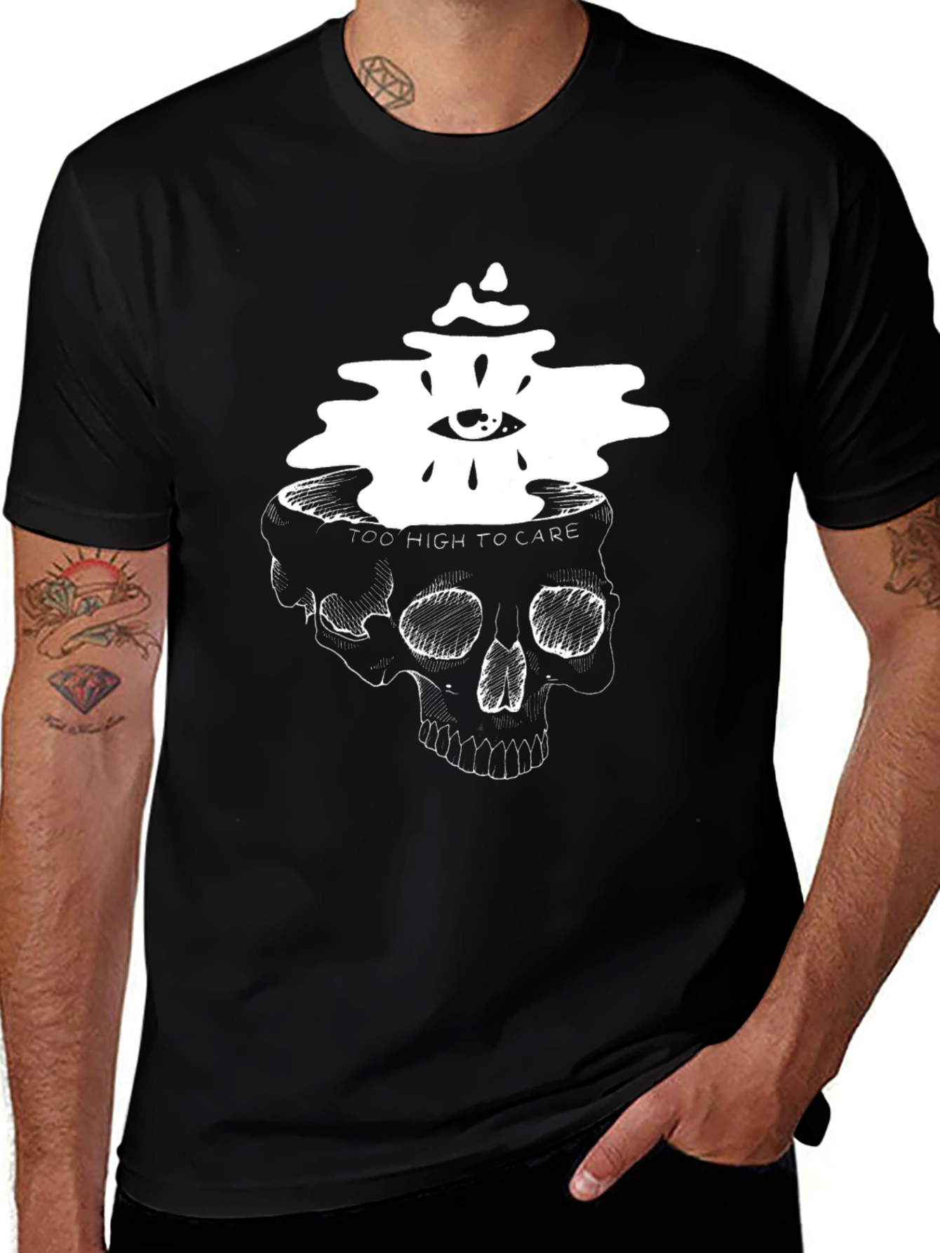 Skull Head T-Shirt: Too High to Care