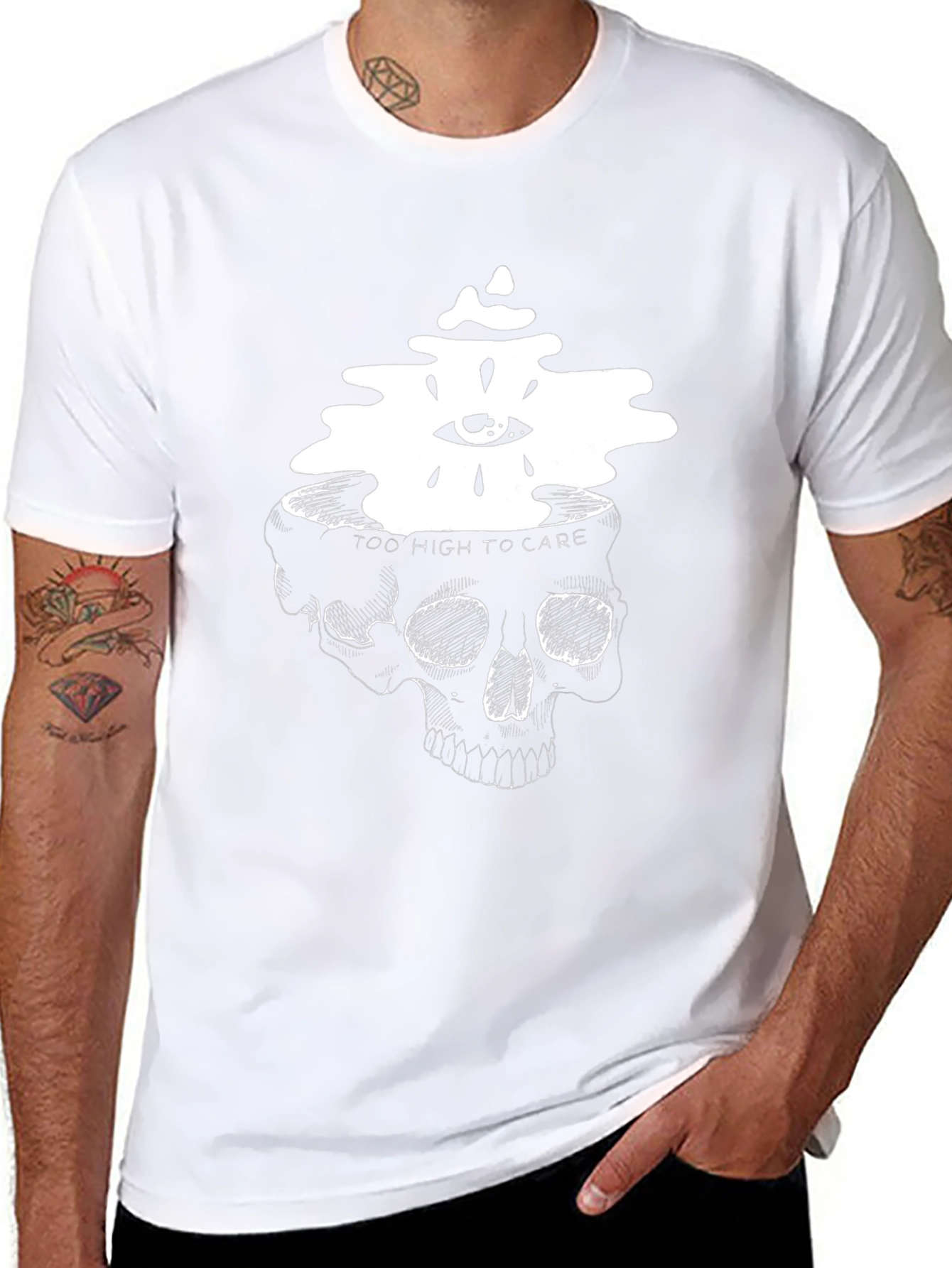 Skull Head T-Shirt: Too High to Care