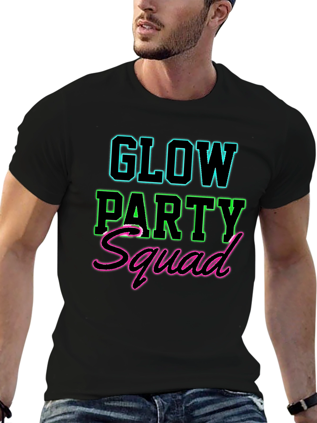 Glow Party Squad Black T-Shirt