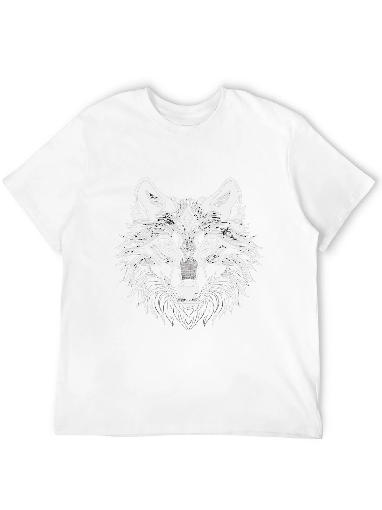 Mens Black T-Shirt with Wolf Graphic