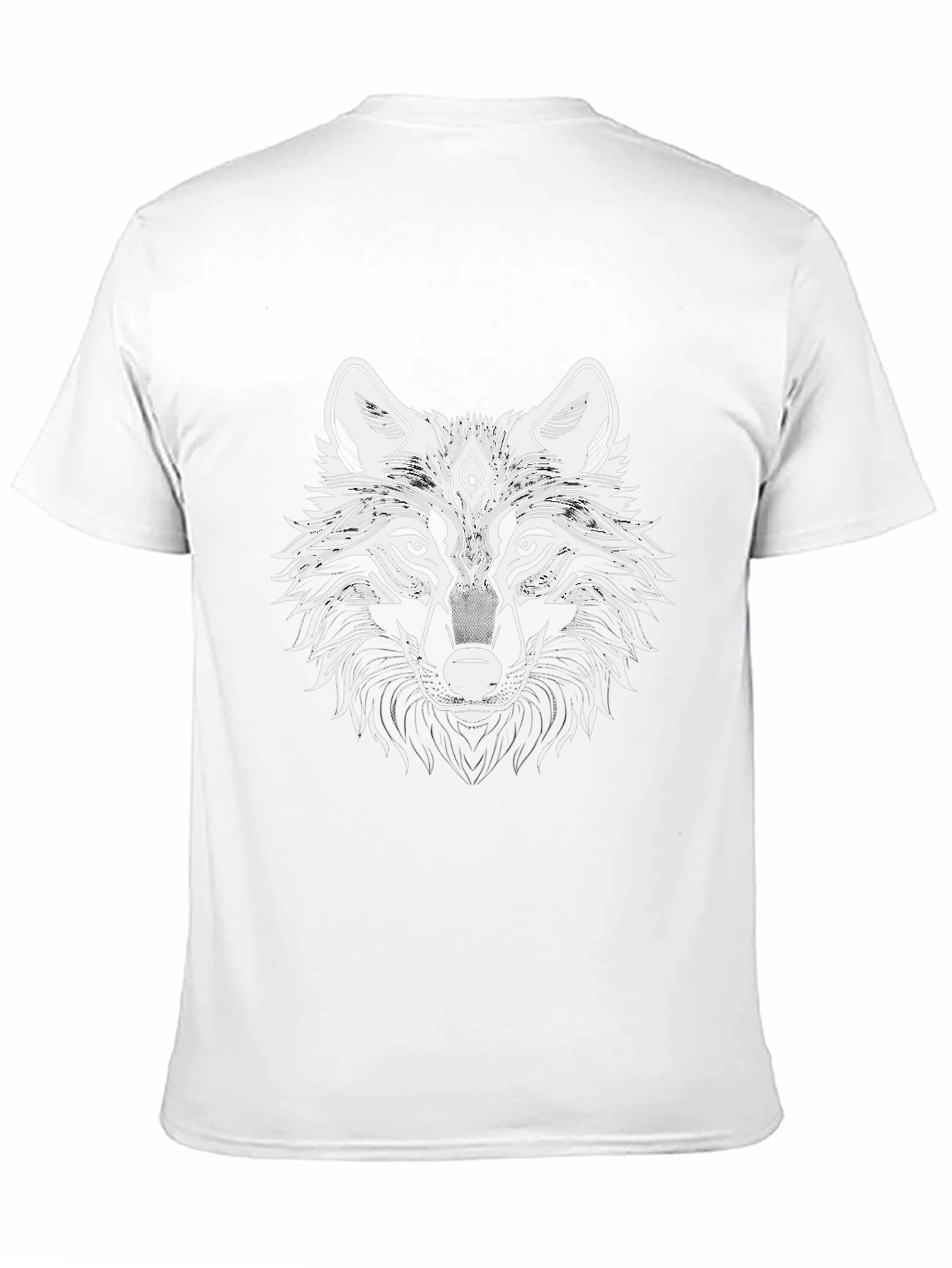 Mens Black T-Shirt with Wolf Graphic