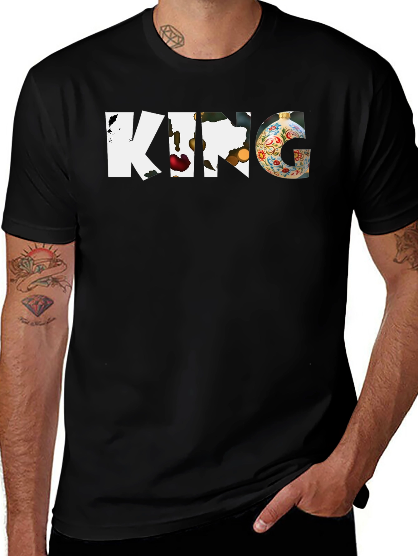 King Christmas Ornament Black T-Shirt