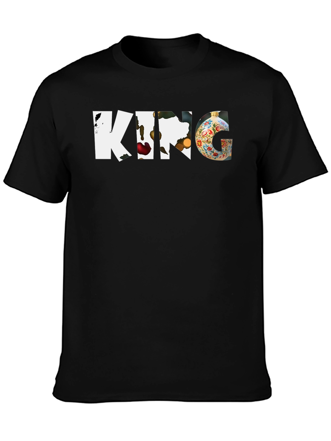 King Christmas Ornament Black T-Shirt