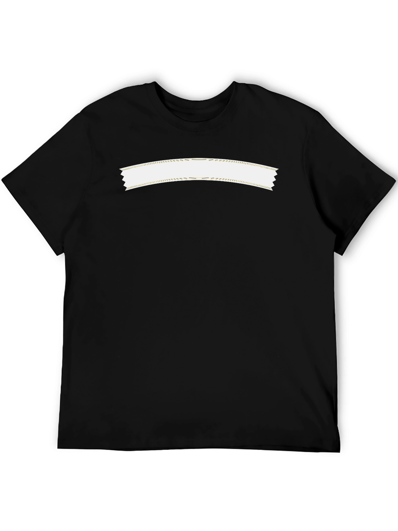 Mens Black Crew Neck T-Shirt with White Banner Design