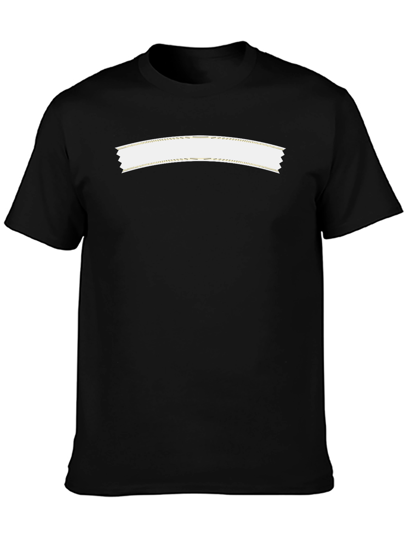 Mens Black Crew Neck T-Shirt with White Banner Design