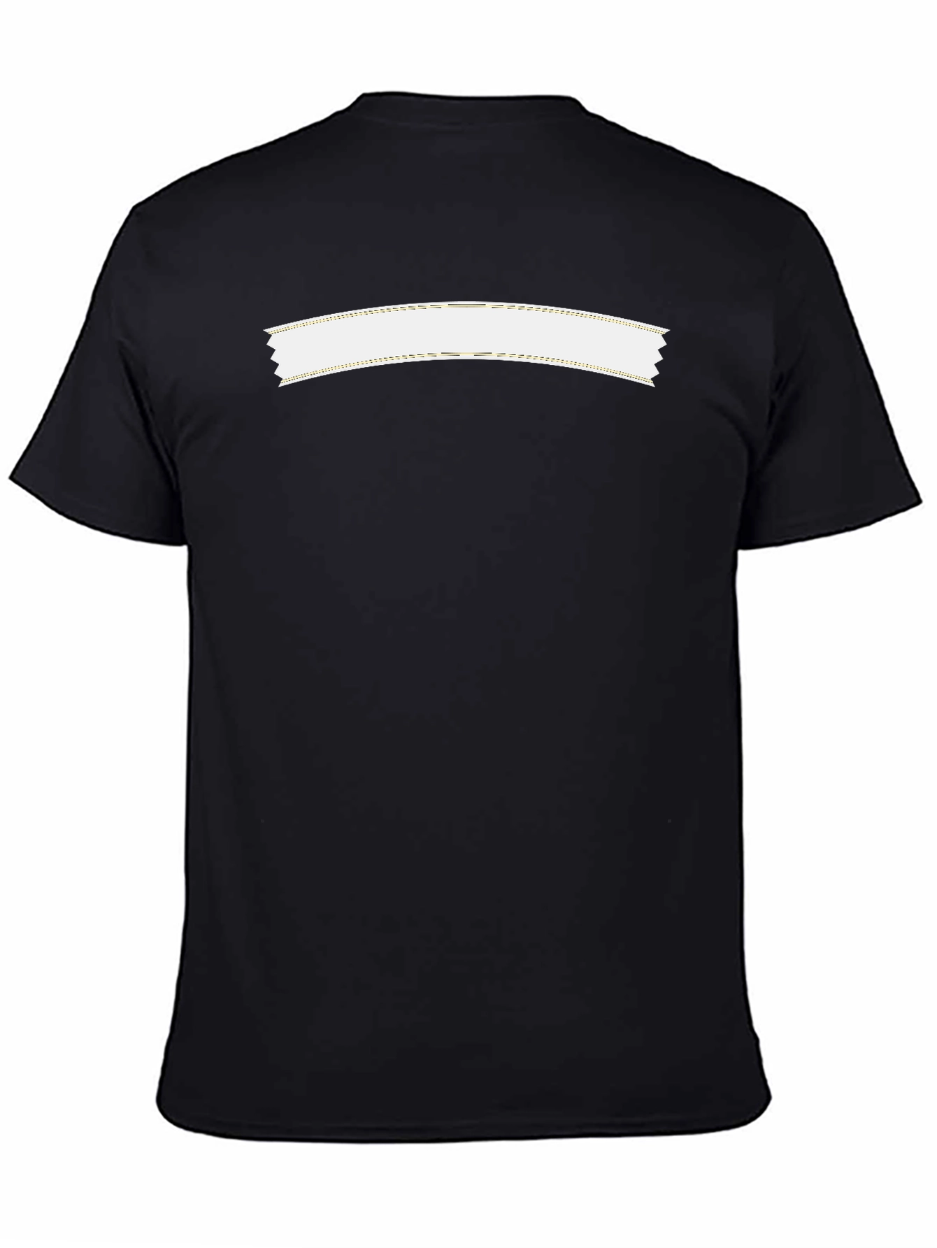 Mens Black Crew Neck T-Shirt with White Banner Design