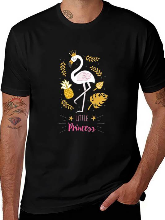 Little Princess Flamingo Black T-Shirt