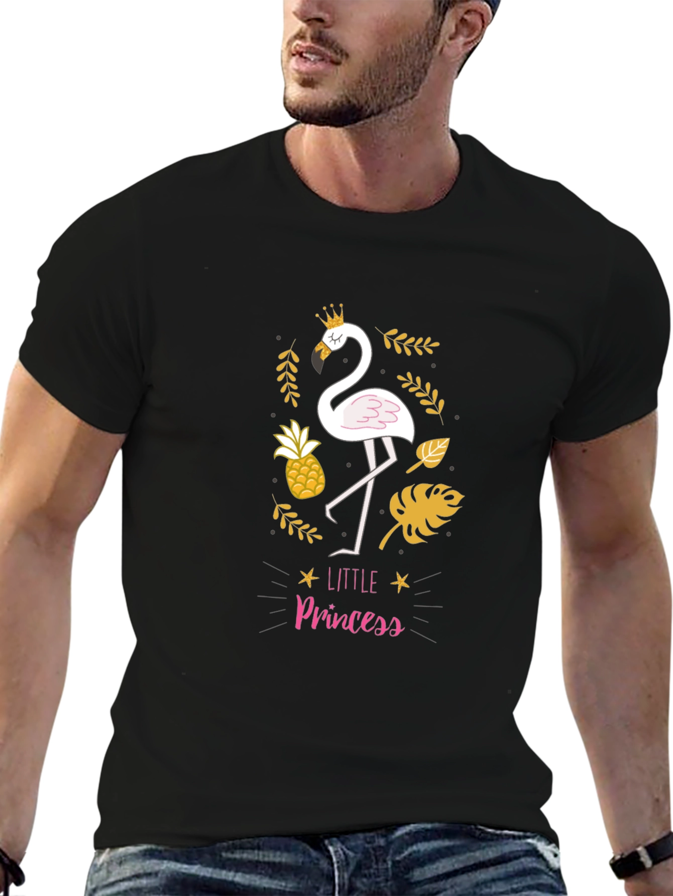 Little Princess Flamingo Black T-Shirt