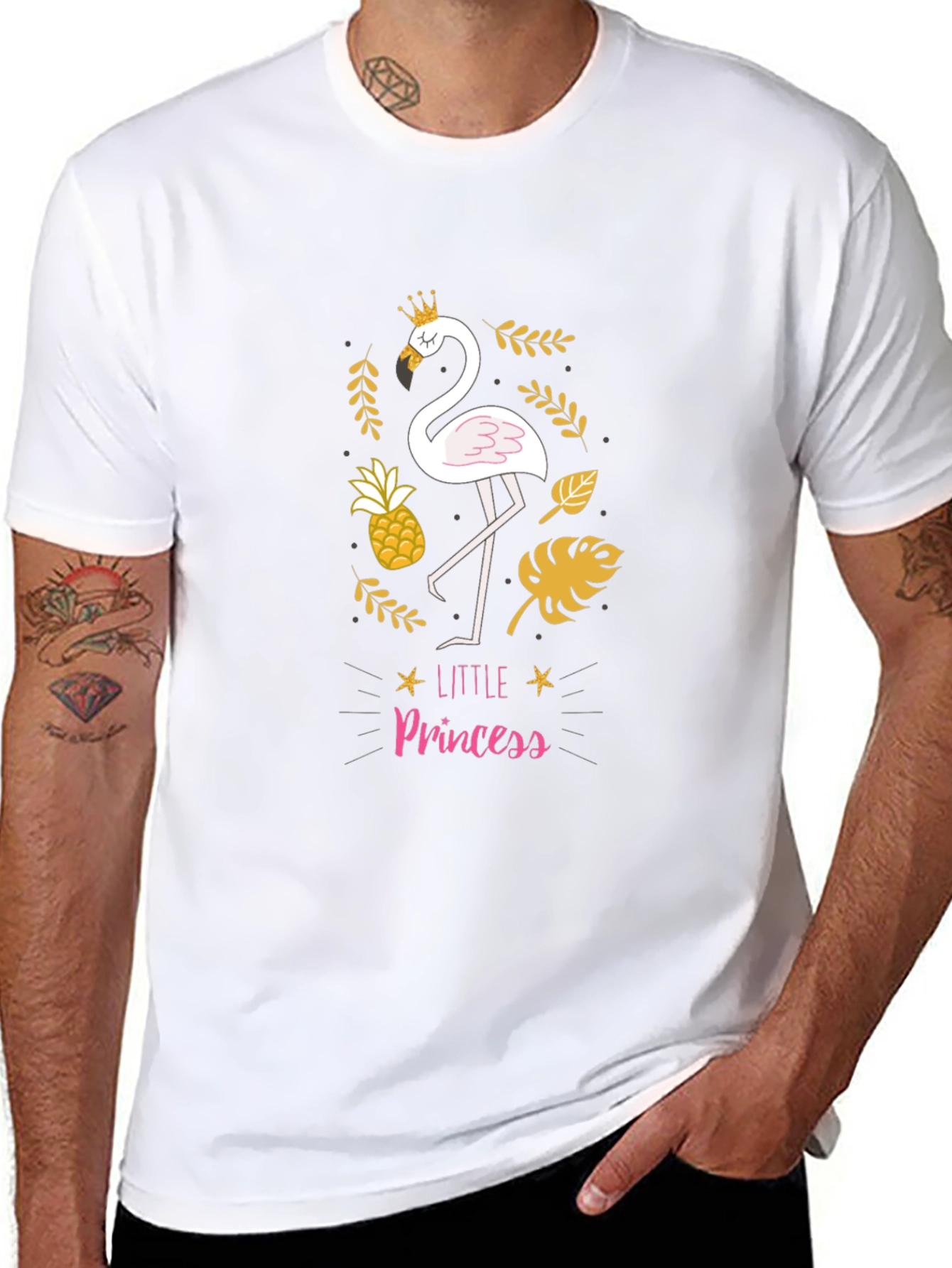 Little Princess Flamingo Black T-Shirt