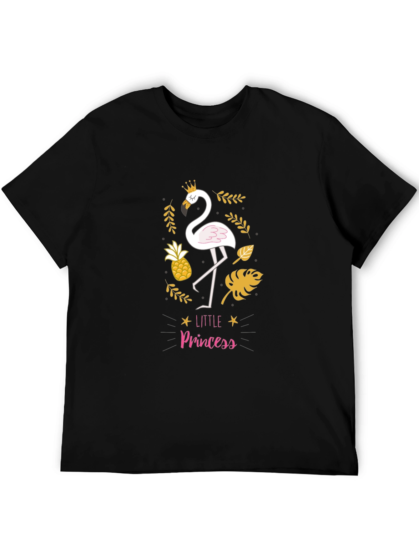 Little Princess Flamingo Black T-Shirt