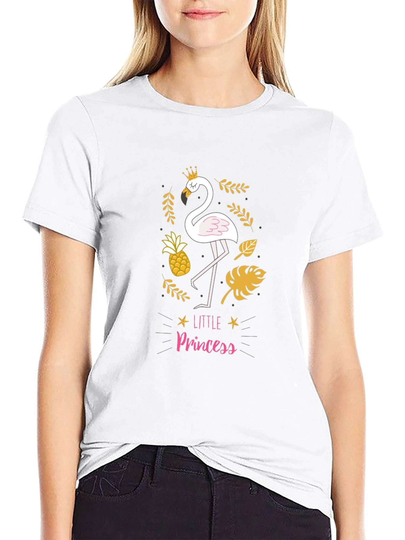 Little Princess Flamingo Black T-Shirt
