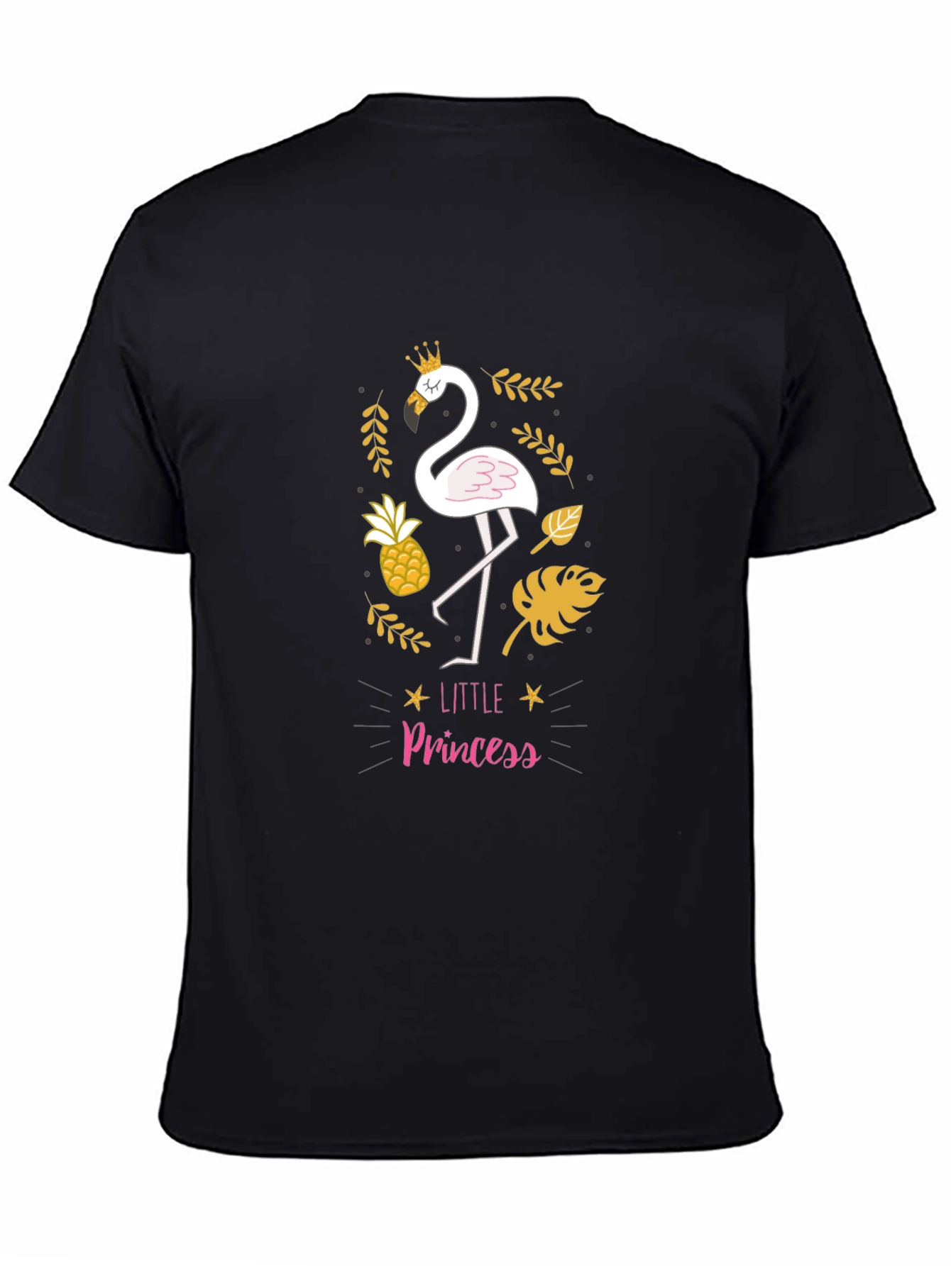Little Princess Flamingo Black T-Shirt