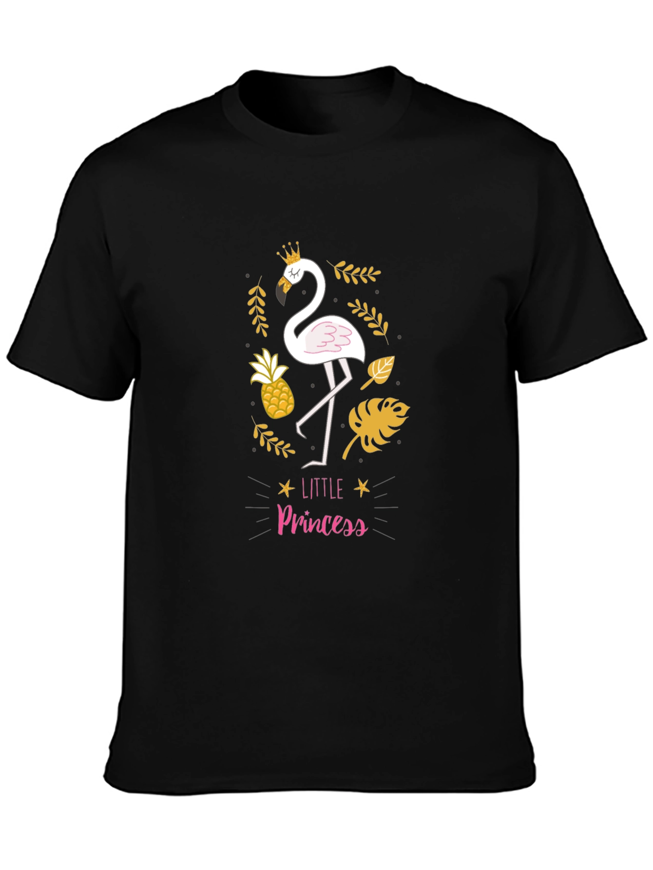 Little Princess Flamingo Black T-Shirt