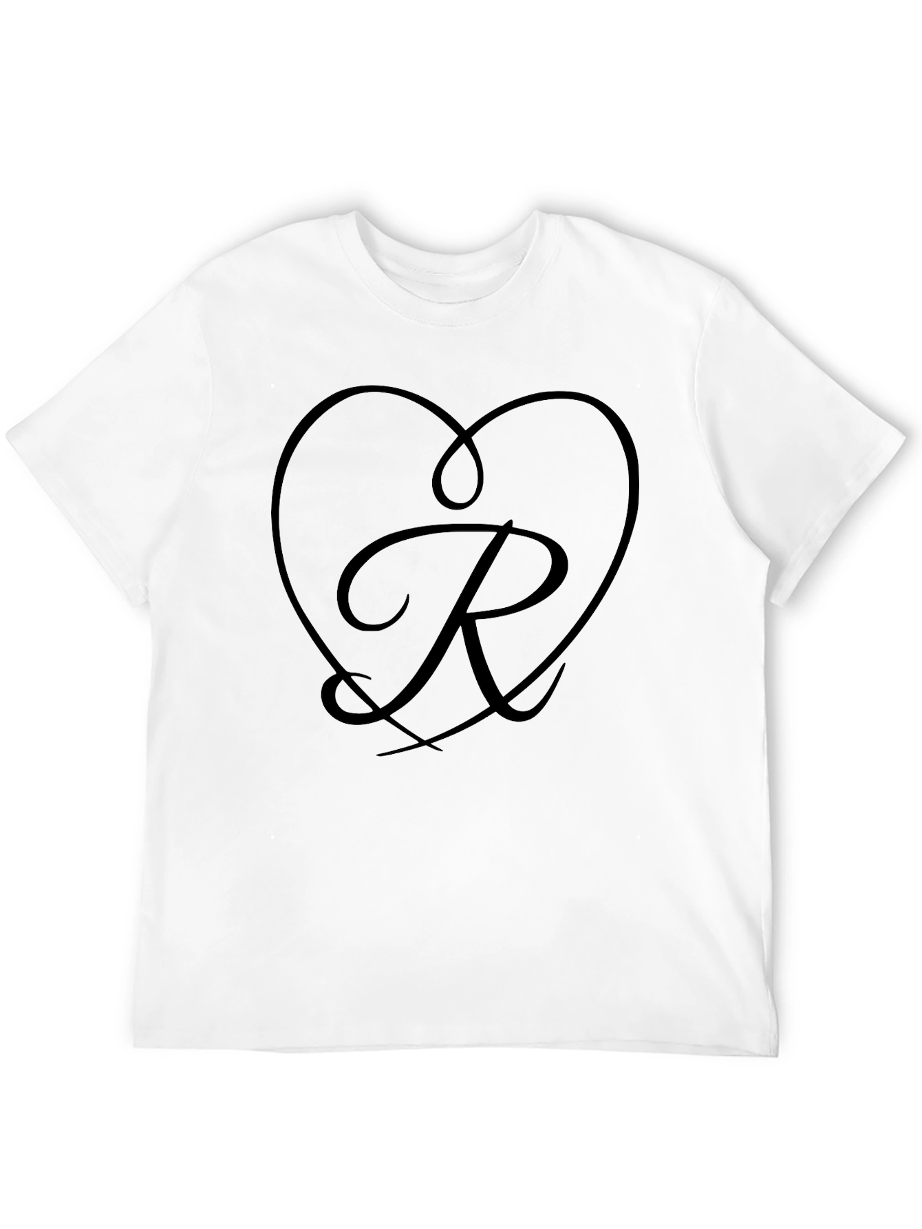 Heart R Initial Black T-Shirt