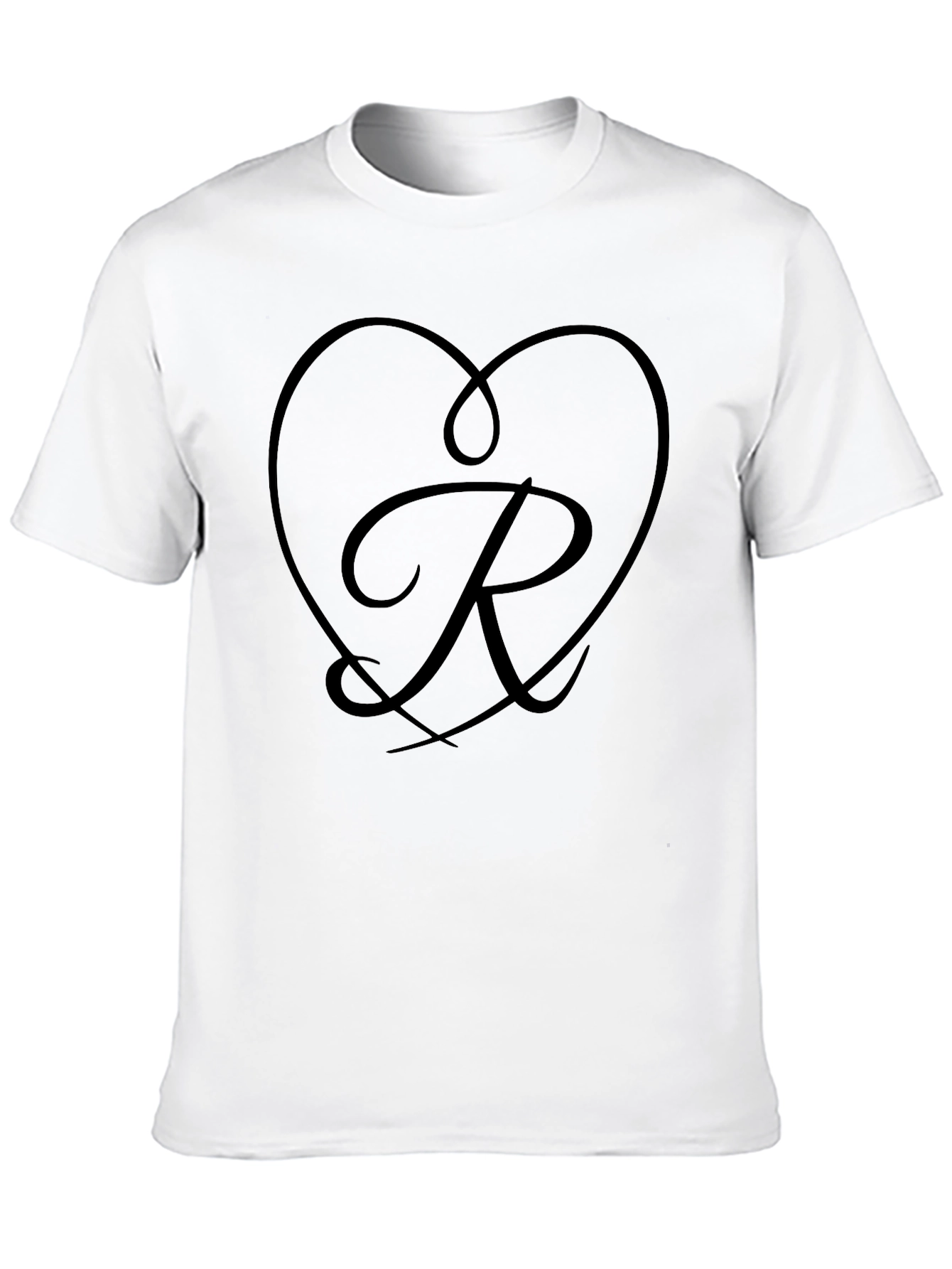 Heart R Initial Black T-Shirt