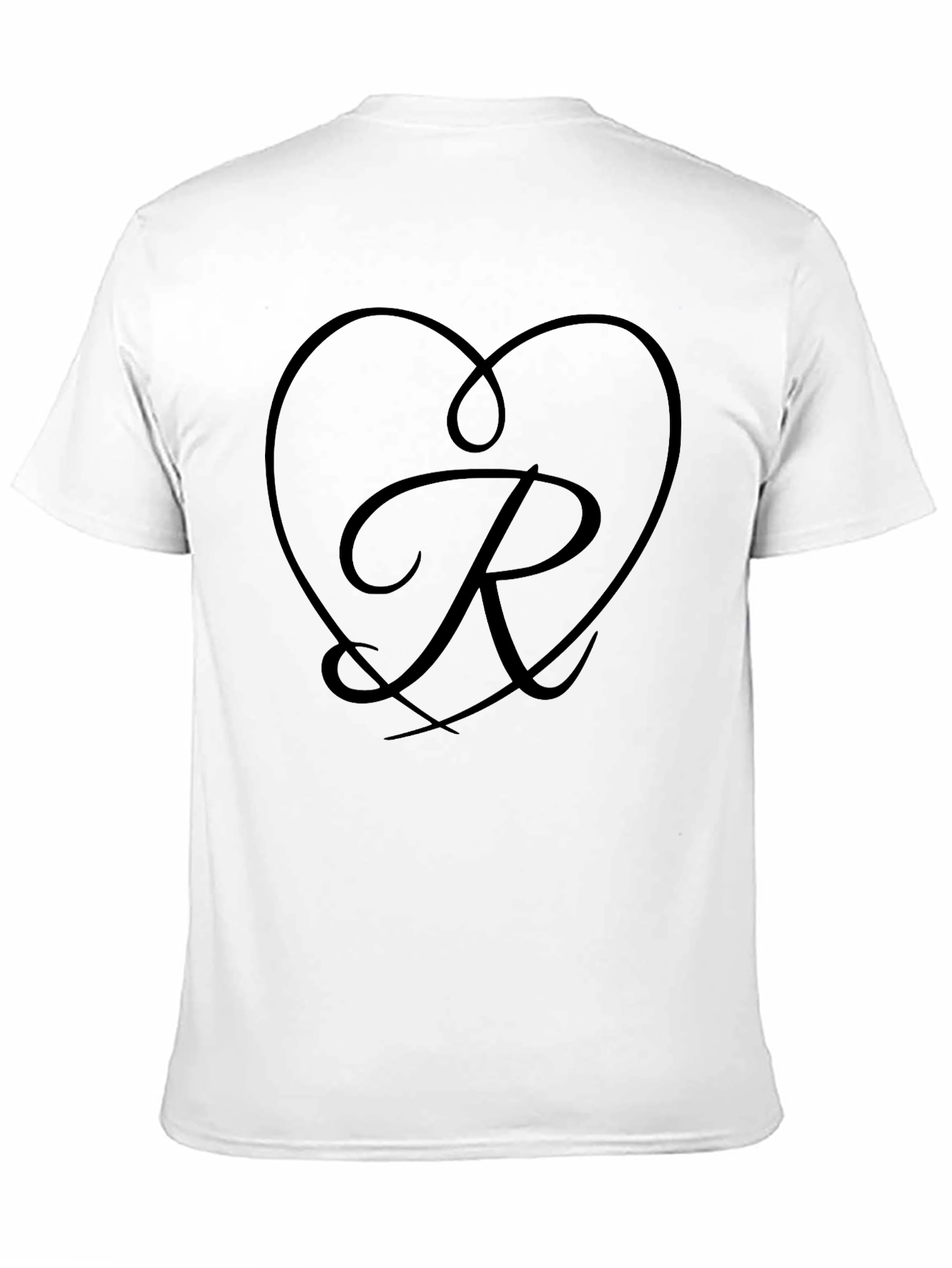 Heart R Initial Black T-Shirt