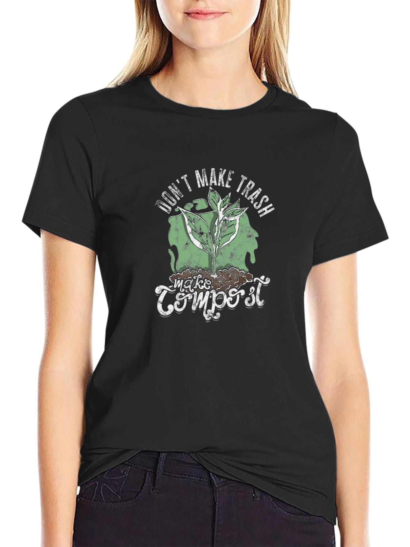 Eco-Friendly Dont Make Trash Make Compost Black T-Shirt