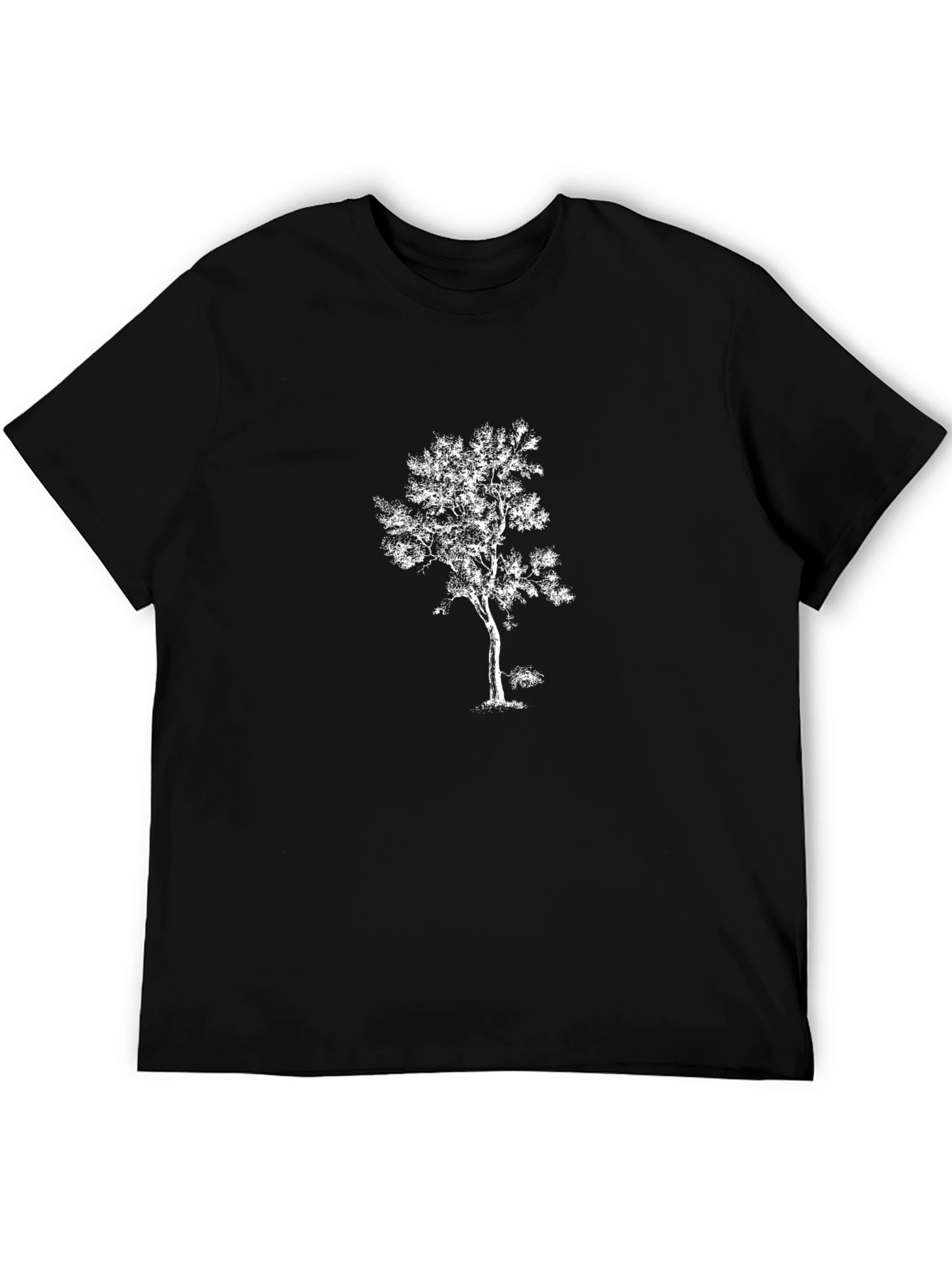 Nature Inspired Black T-Shirt with Tree Print