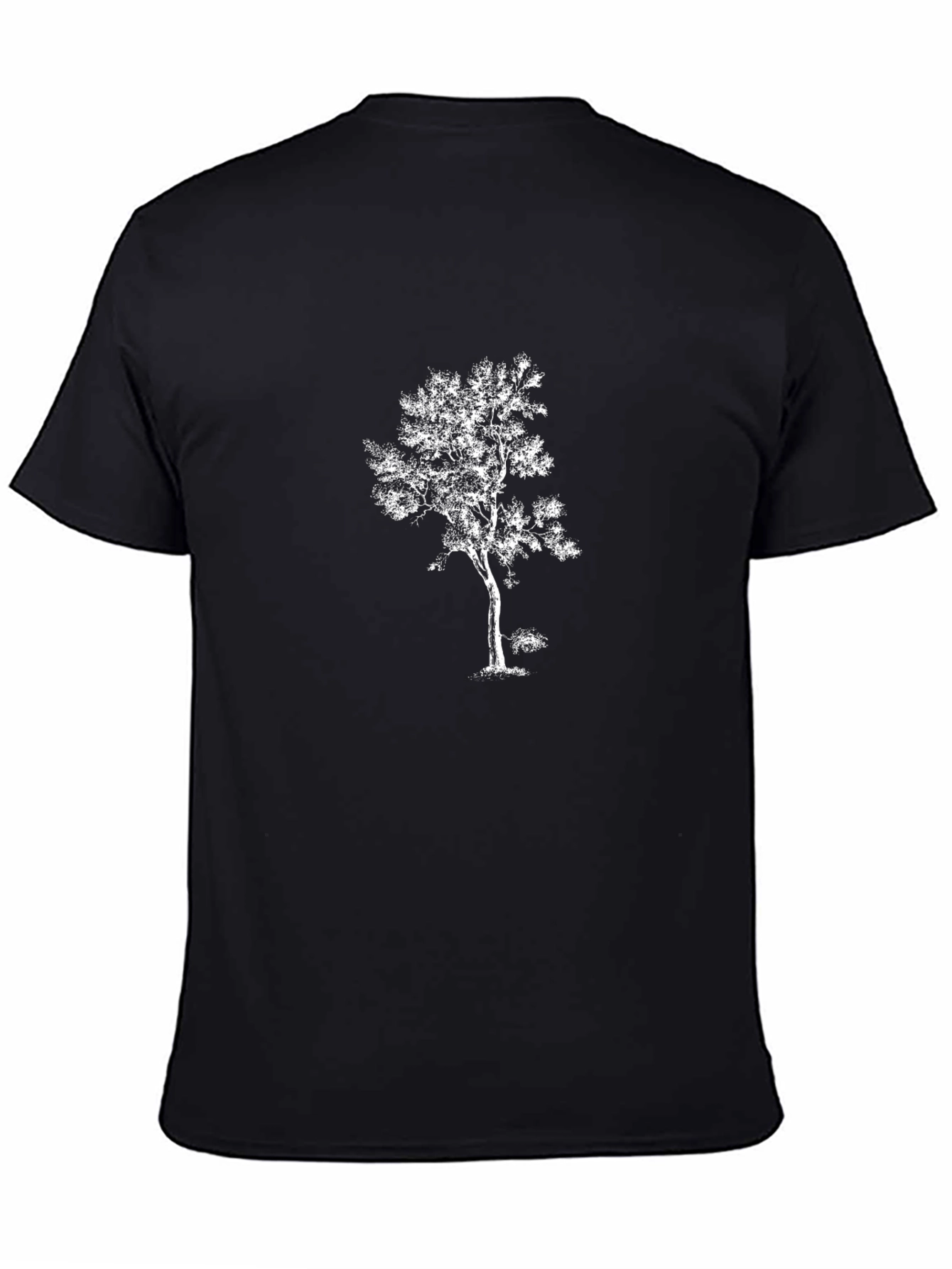 Nature Inspired Black T-Shirt with Tree Print