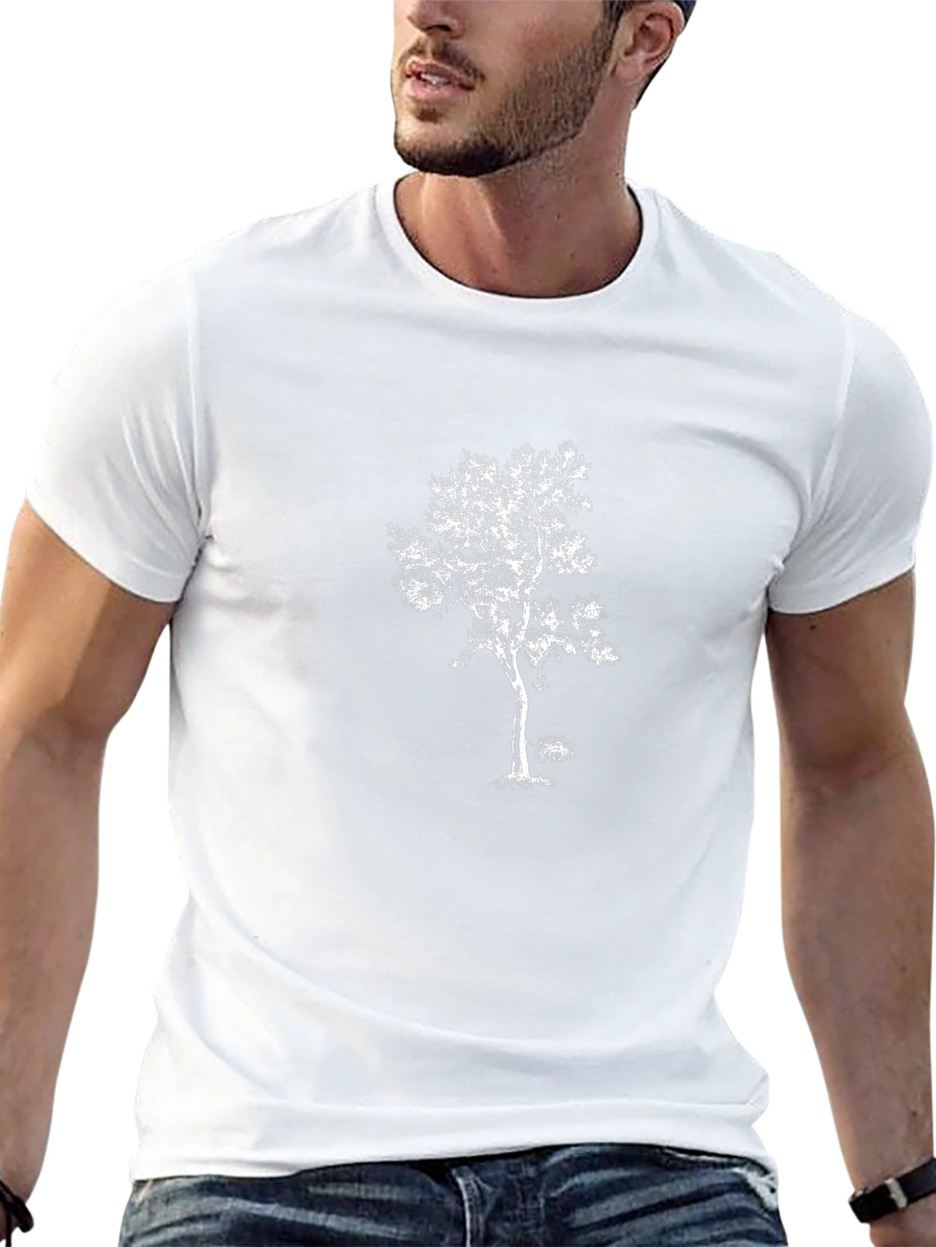 Nature Inspired Black T-Shirt with Tree Print
