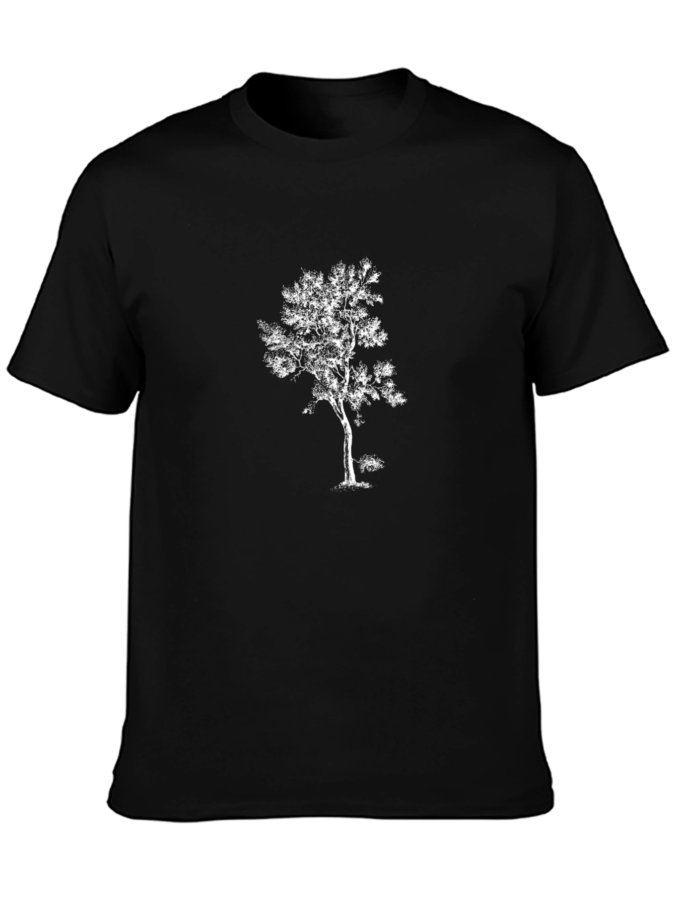 Nature Inspired Black T-Shirt with Tree Print