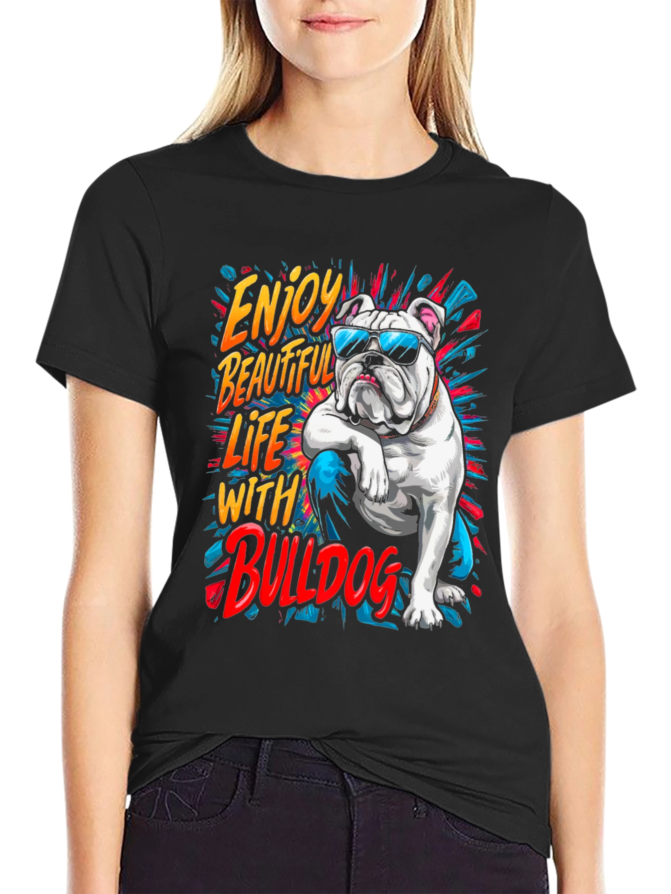 Cool Bulldog Graphic Tee - Enjoy Life!