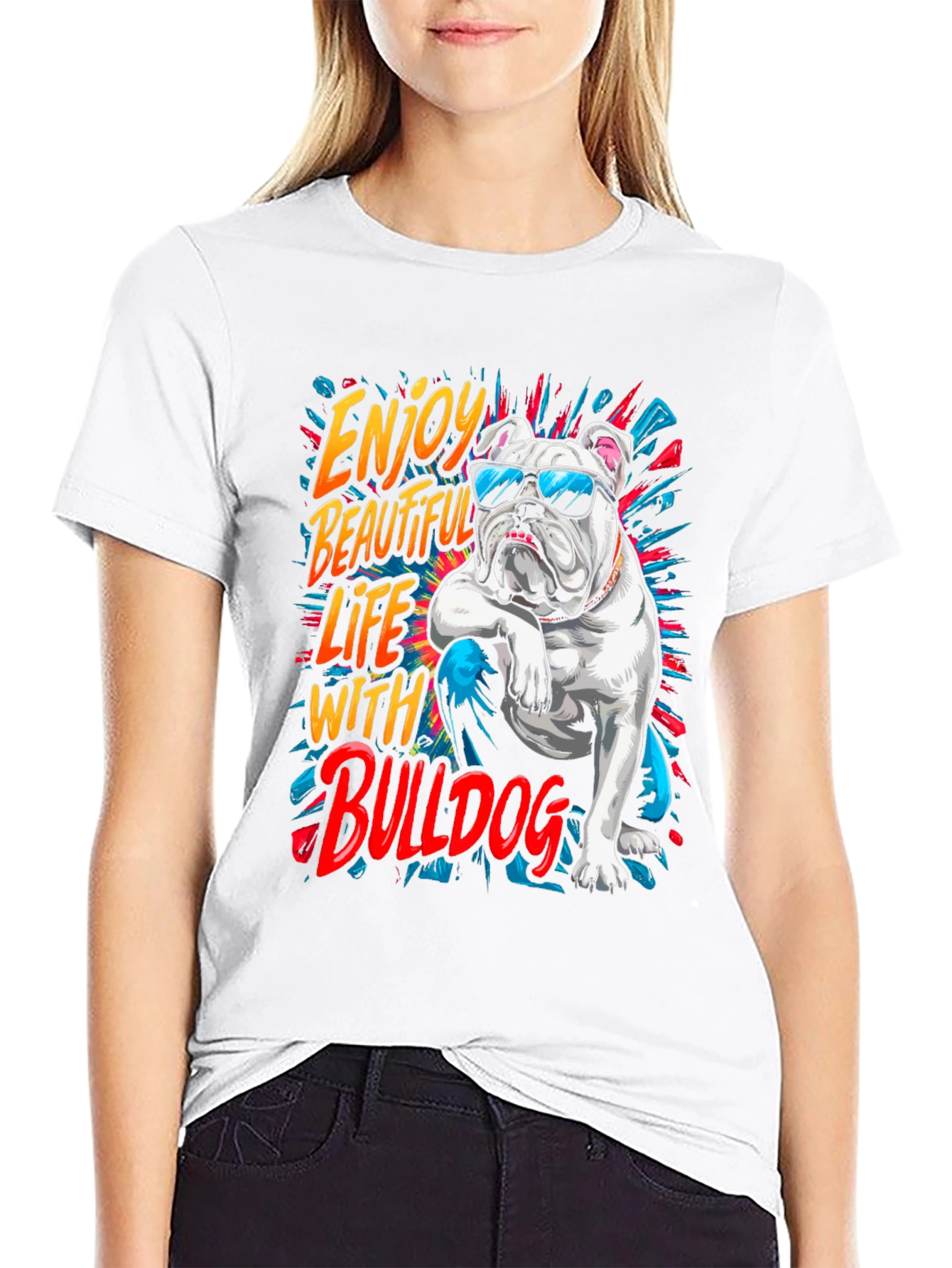 Cool Bulldog Graphic Tee - Enjoy Life!