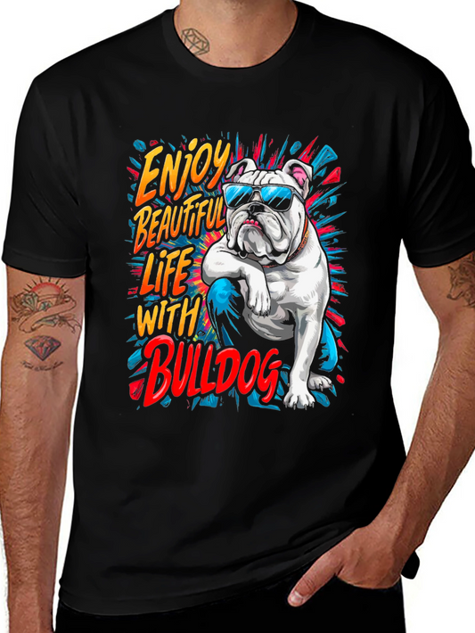 Cool Bulldog Graphic Tee - Enjoy Life!