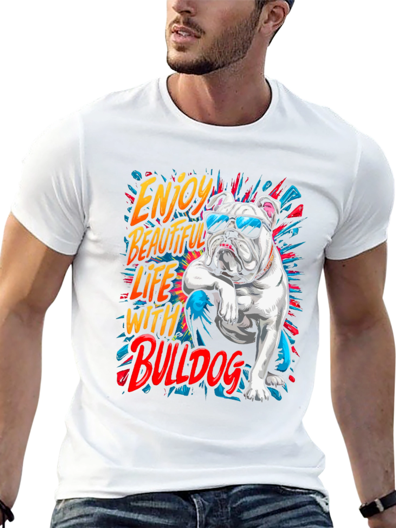 Cool Bulldog Graphic Tee - Enjoy Life!