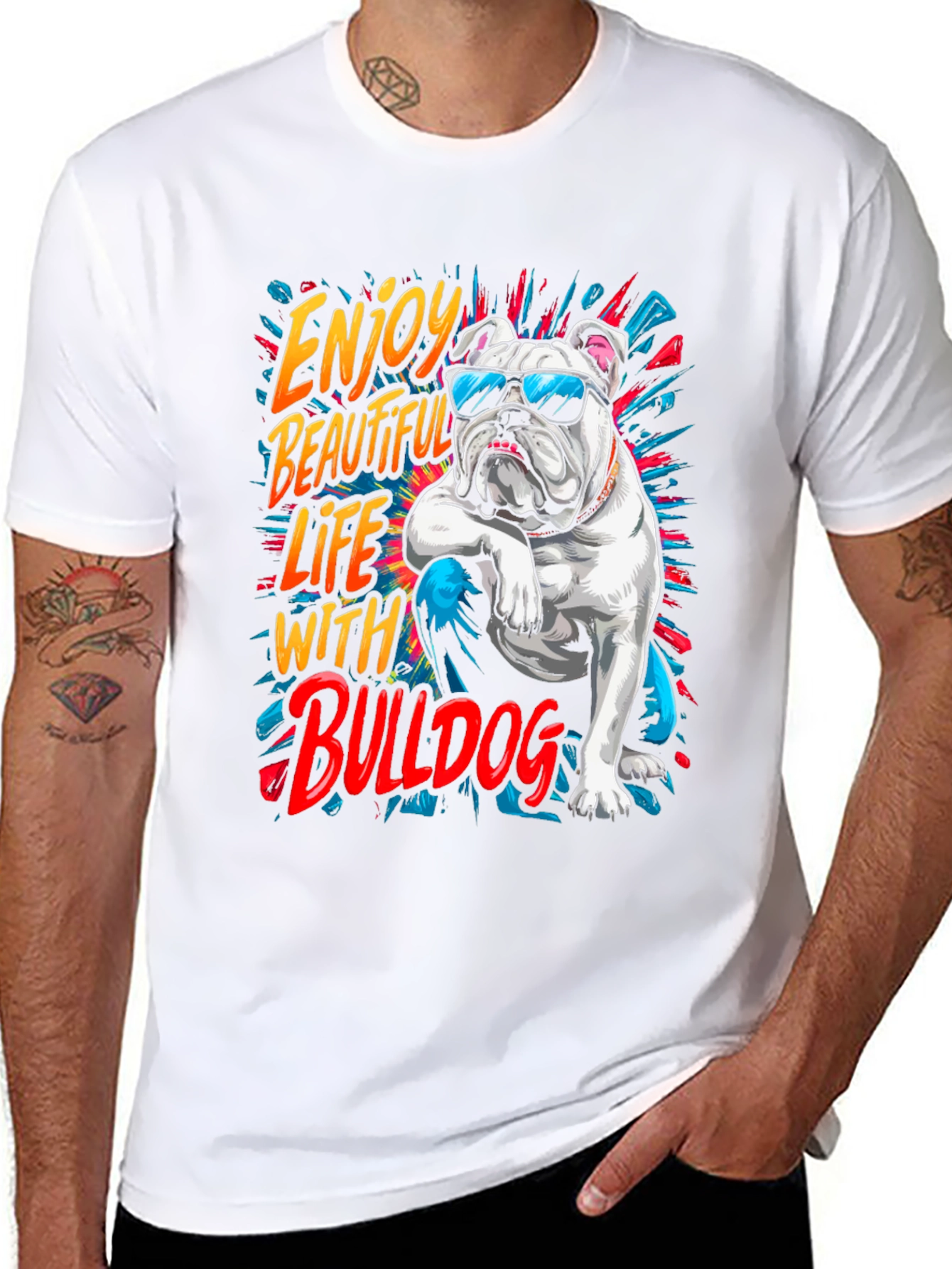 Cool Bulldog Graphic Tee - Enjoy Life!