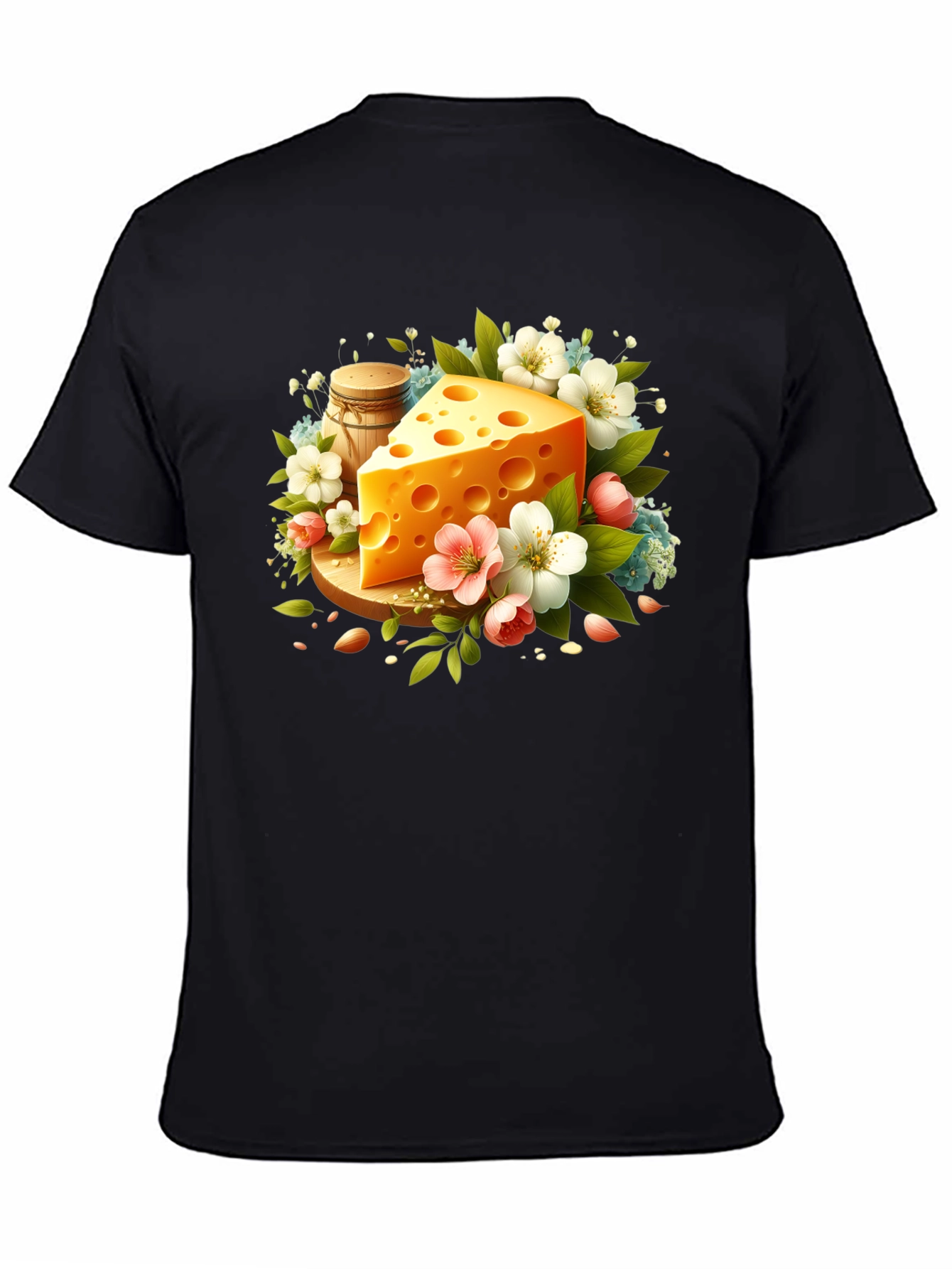 Whimsical Cheese & Floral Graphic Tee