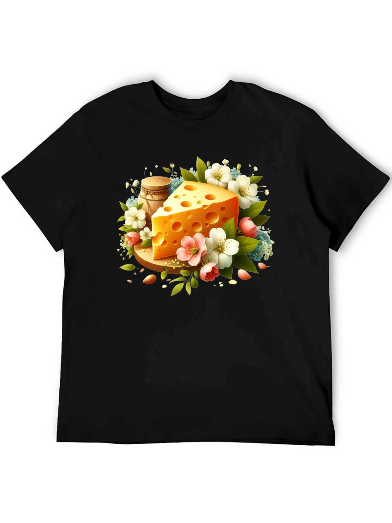 Whimsical Cheese & Floral Graphic Tee